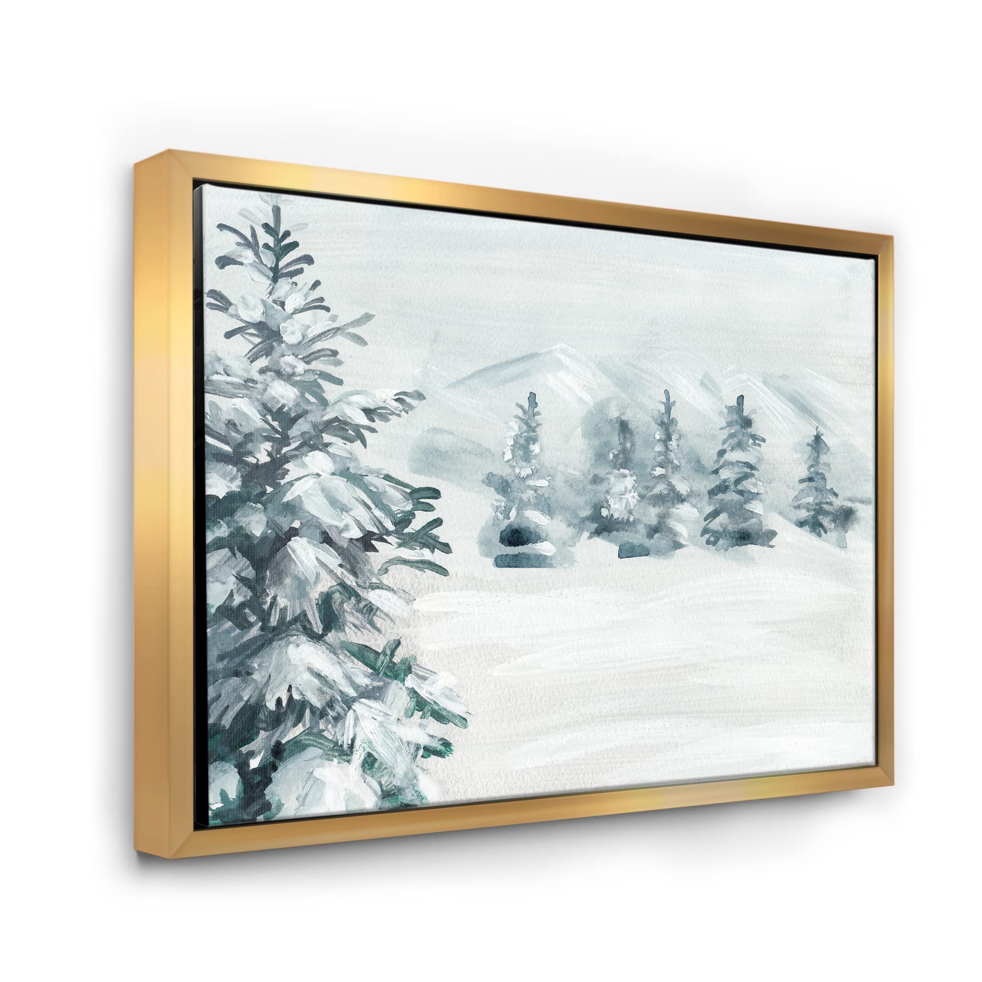 Snowy Pine Trees Framed Canvas Wall Art - Winter Landscape Print for Home & Office Decor - Perfect for Living Room, Bedroom, or Holiday Decoration