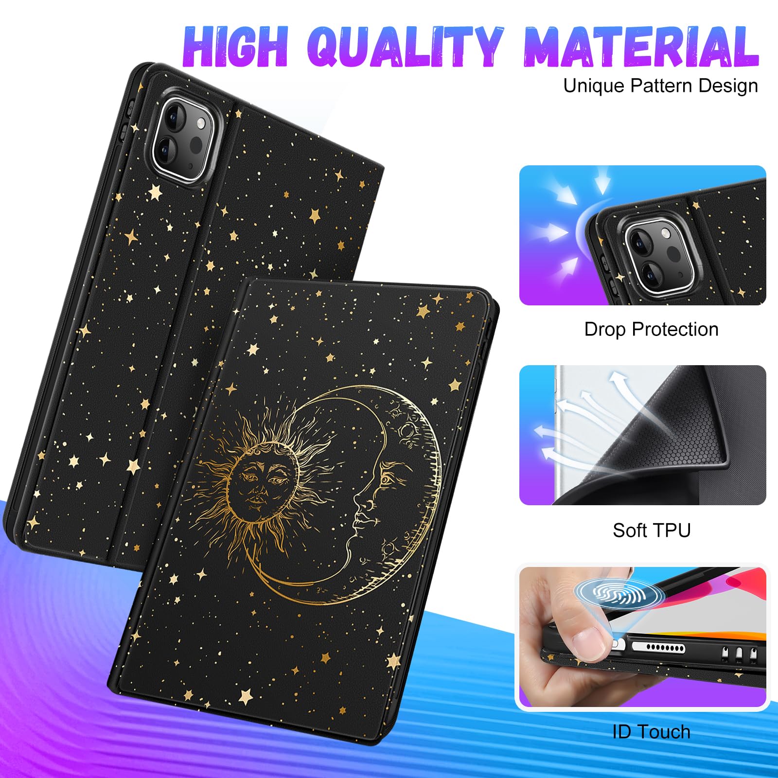 Stylish iPad Air 11 Case (M2/M3) & iPad Pro 11 Cover - Compatible with iPad Air 5th/4th Gen 10.9