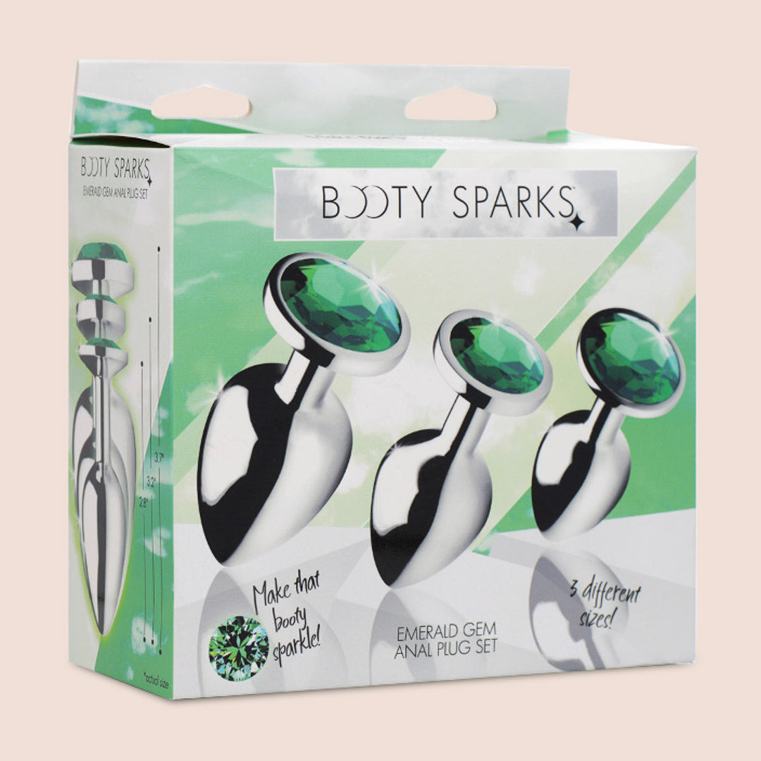 Premium Emerald Gem Anal Plug Set - 3 Piece Jeweled Butt Plugs for Women & Men | Comfortable Silicone Anal Toys for Beginners & Advanced Users | Perfect for Sensual Play, Couples & Solo Exploration