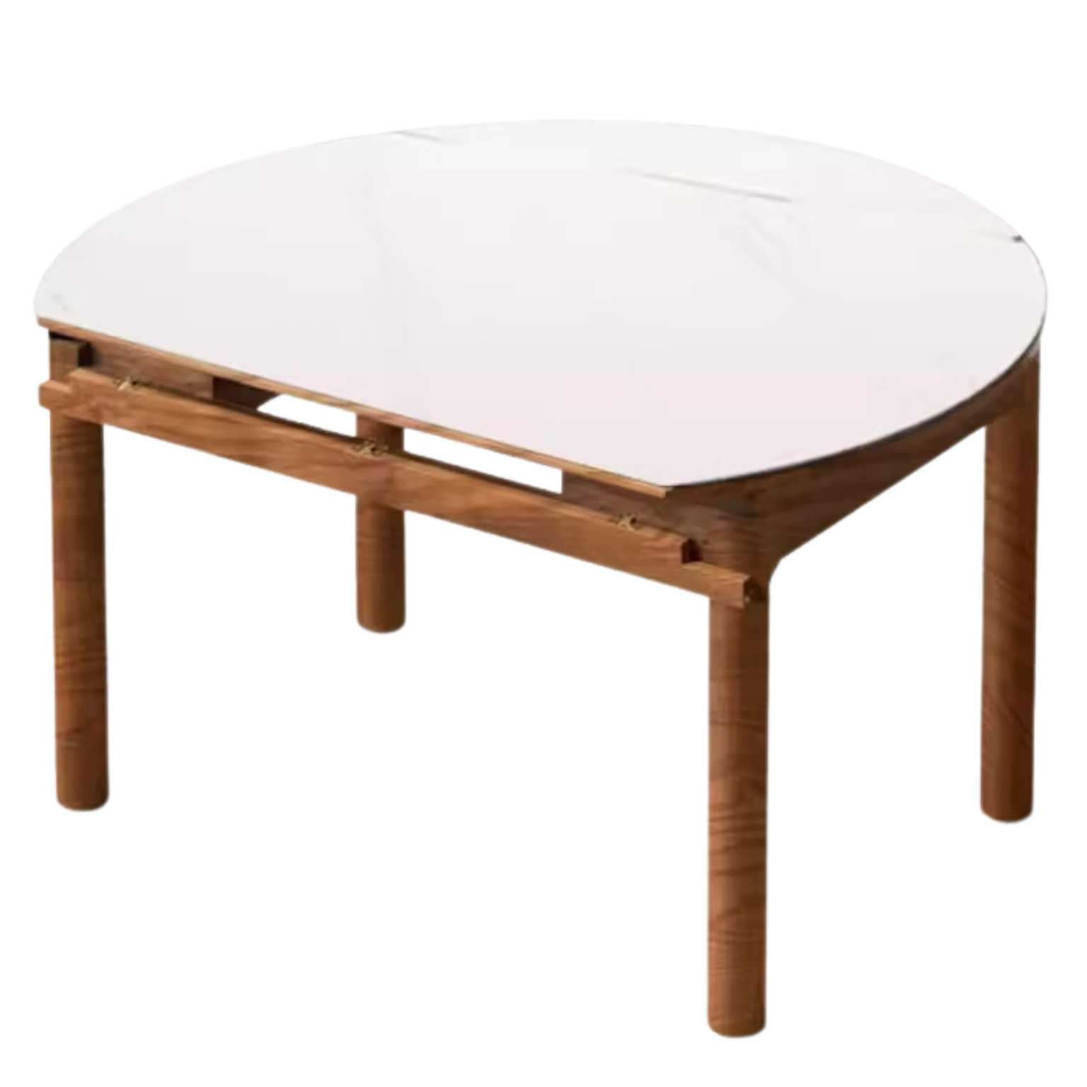 59.1x59.1x29.9 inch / 150x150x76 сm / Walnut Color / Ash Dining table Fish belly white slate