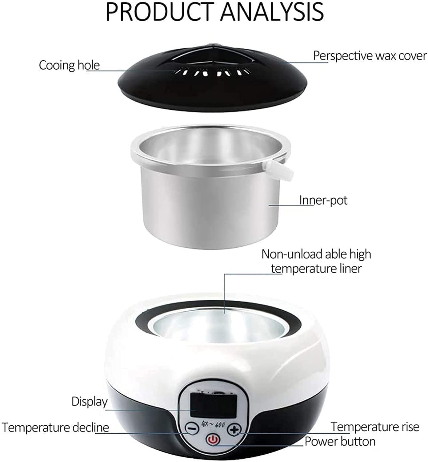 Electric Wax Warmer Kit for Hair Removal - Digital Wax Heater with Wax Beans & Applicator Sticks - Perfect for Home Spa, Salon & DIY Beauty Treatments