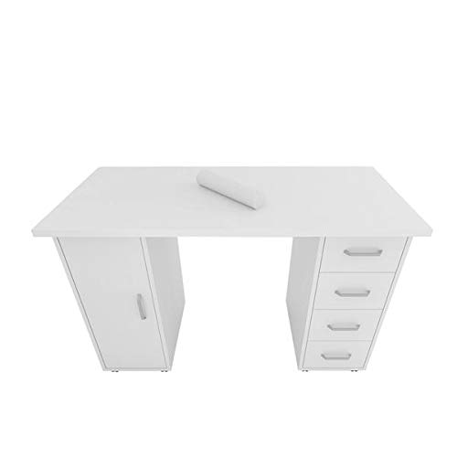 Professional Double-Sided Manicure Table with Drawer - White Nail Art Station for Salon & Home Use | Perfect for Nail Technicians & DIY Enthusiasts