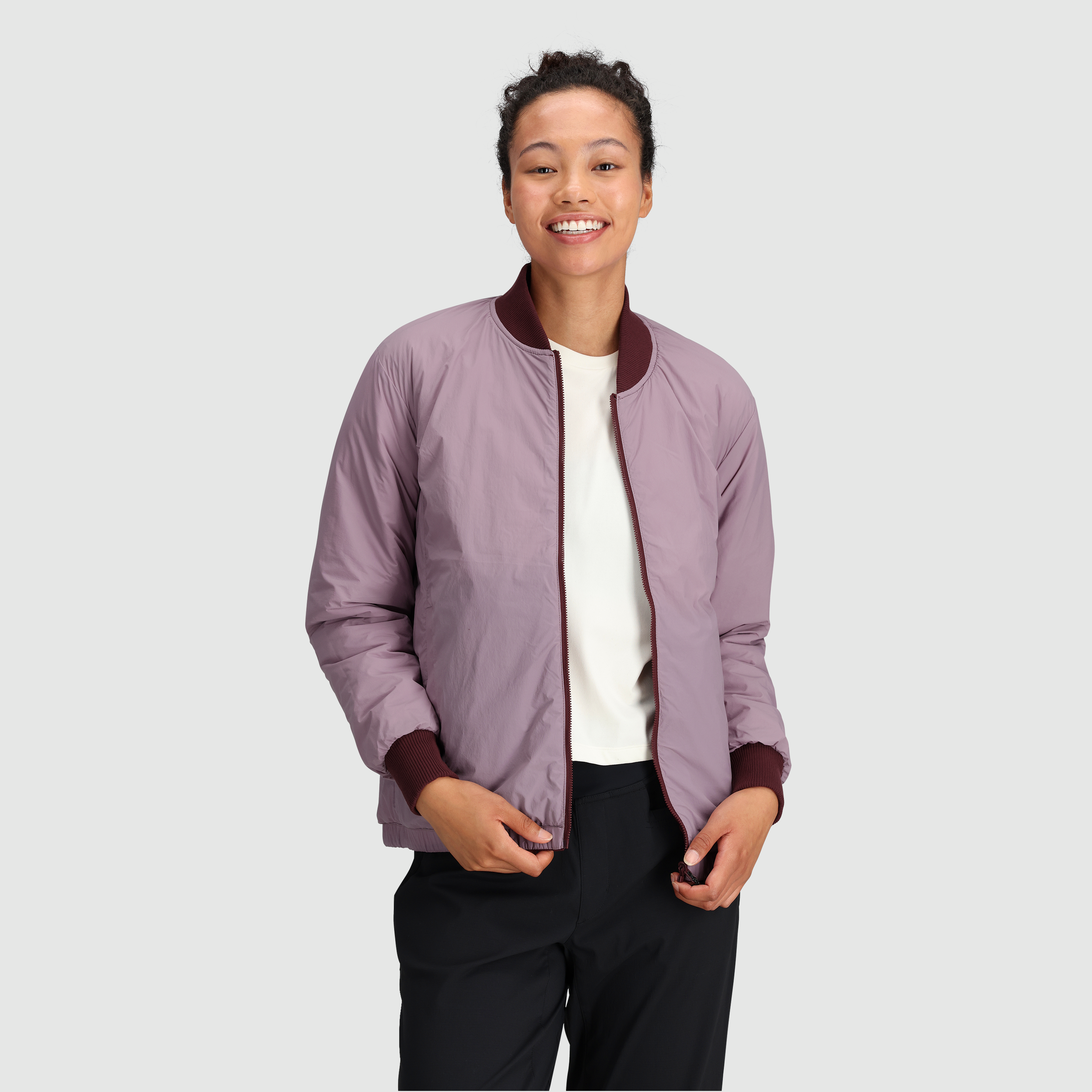Women's Reversible Bomber Jacket - Lightweight Zippered Outerwear for Casual & Streetwear Style | Perfect for Fall Layering & Everyday Wear