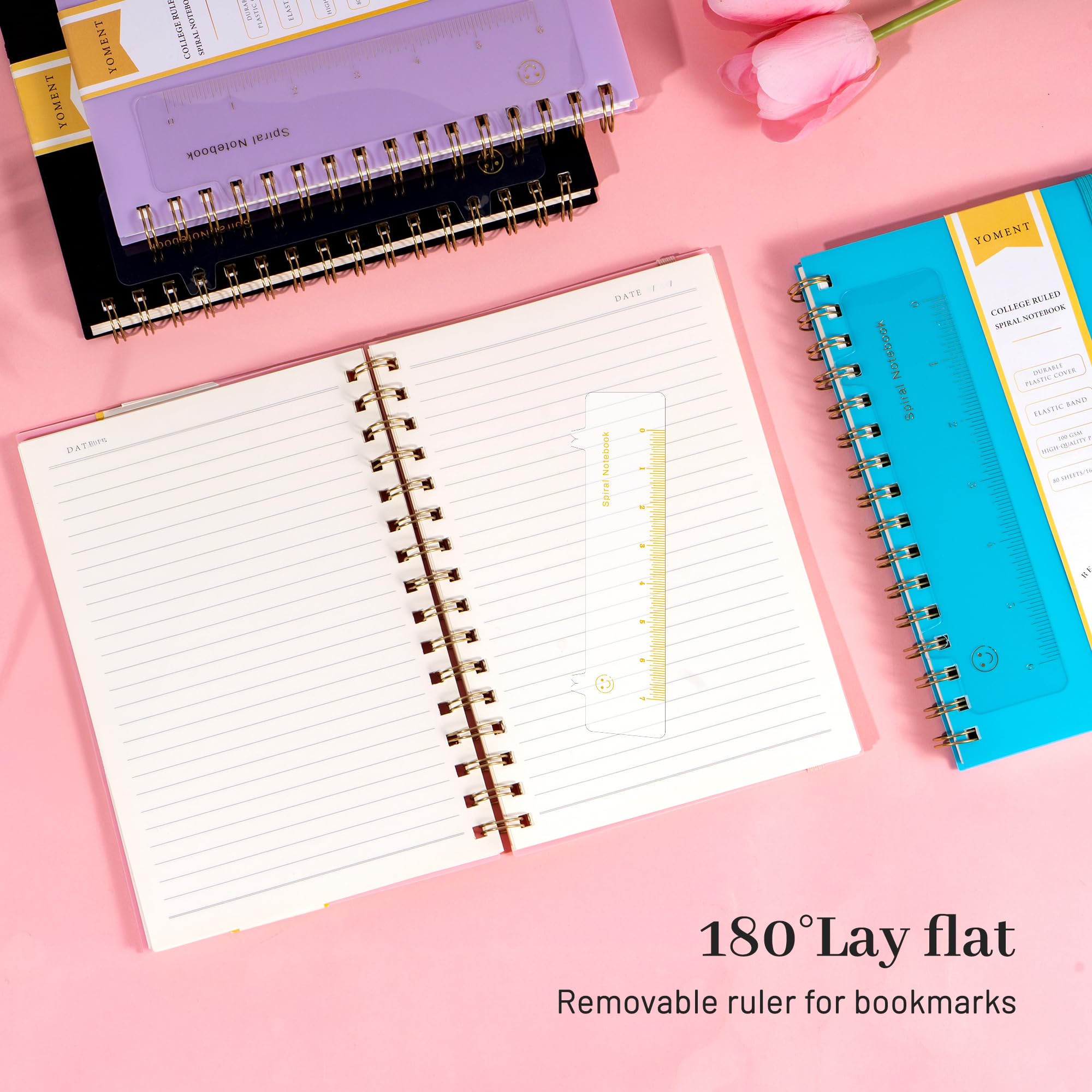 Premium A5 Spiral Notebook - 5x7 College Ruled Lined Journal with 160 Pages, Pink Spiral Bound Notebook for Women & Men | Perfect for Work Note Taking, School, Office, and Daily Planning