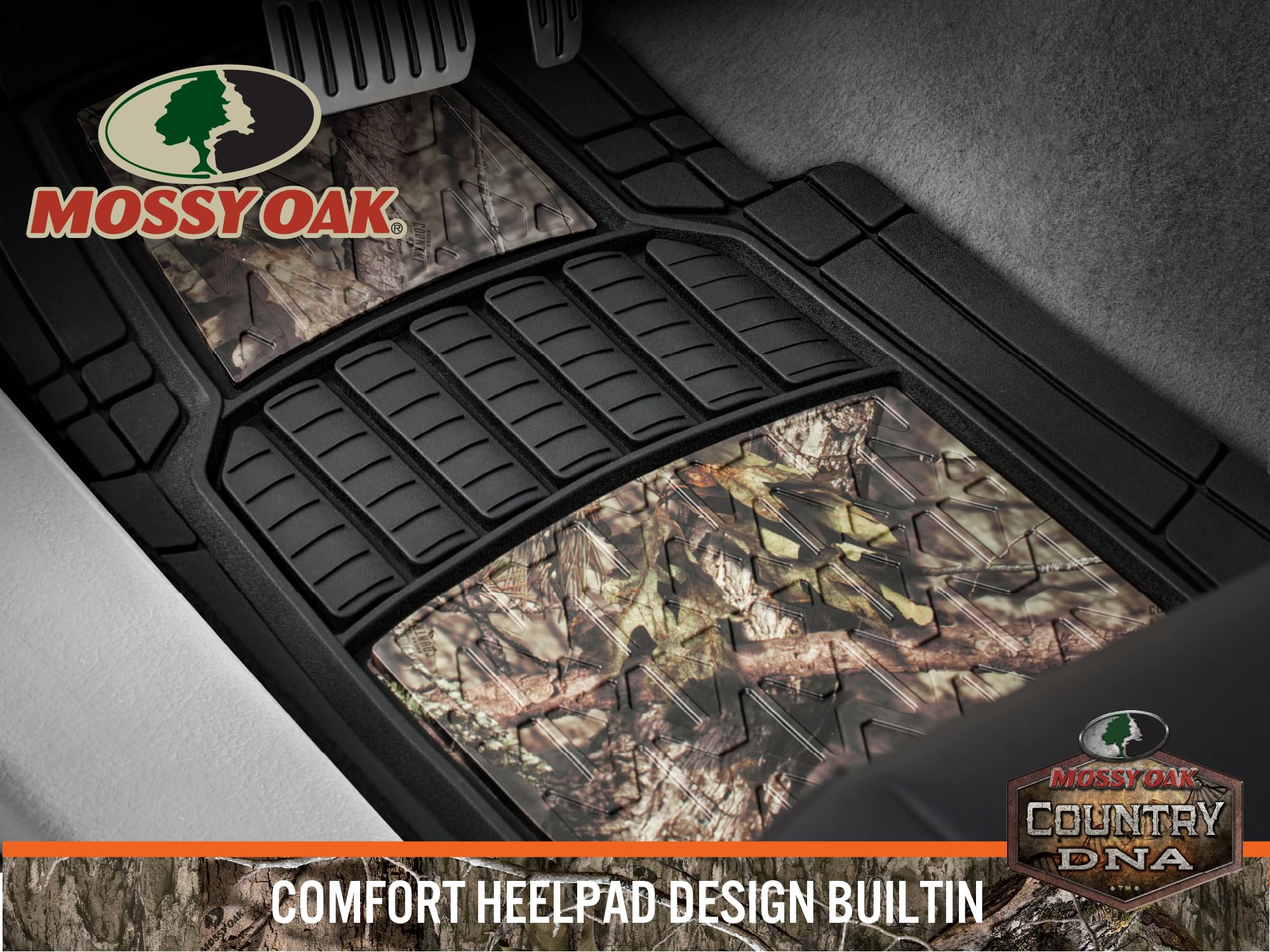 Mossy Oak Camo Trimmable All-Weather Floor Mats - Custom Fit for Cars, SUVs, Vans & Trucks - 4-Piece Set (Official Licensed Product) - Perfect for Off-Roading, Hunting & Outdoor Adventures