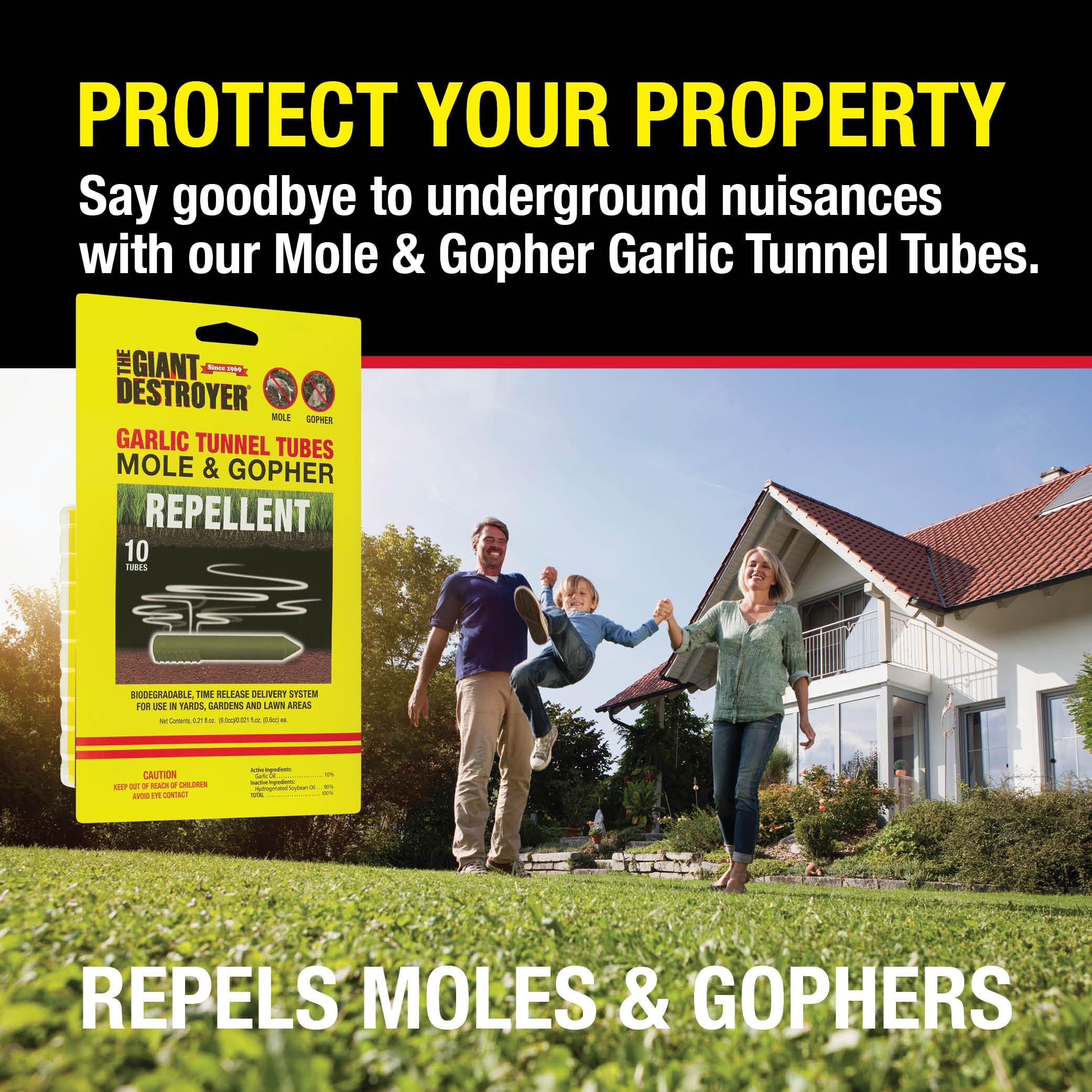 **Natural Garlic Tunnel Tubes for Mole & Gopher Control - Long-Lasting 10-12 Month Protection with Highly Concentrated Garlic Oil (120 Tubes) - Repels Moles, Gophers, Skunks & Rodents in Yards, Gardens & Lawns**    *(Perfect for Organic Pest Control in Flower Beds, Vegetable Gardens & Landscaped Areas)*