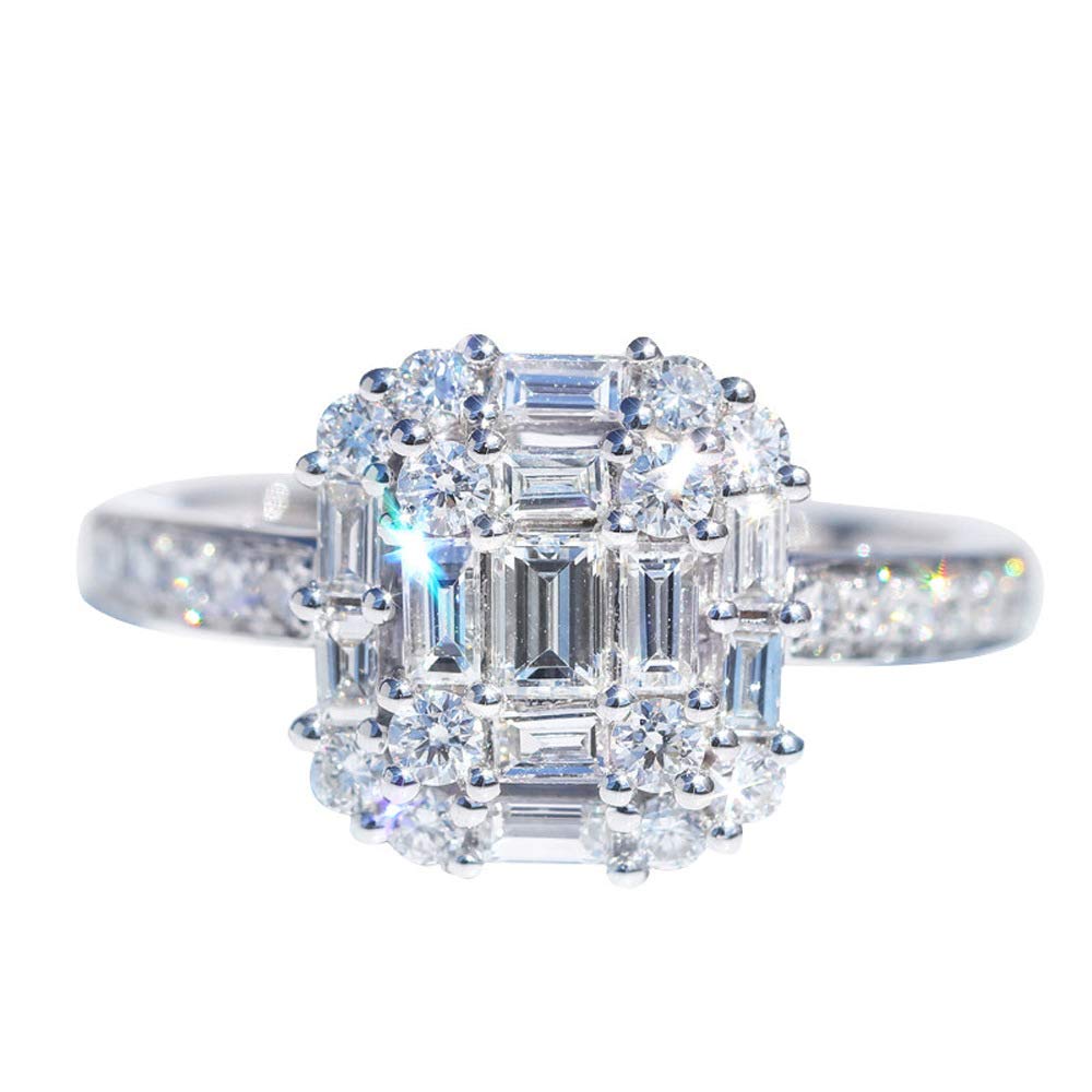 925 Sterling Silver Shiny Full Diamond Ring for Women - Cubic Zirconia CZ Multi Row Eternity Wedding Band (Size 9) | Perfect for Engagement, Anniversary & Special Occasions