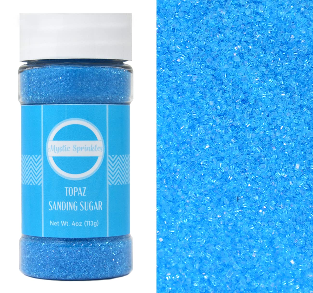 Mystic Sprinkles Sanding Sugar 4oz Bottles - Topaz Light Blue Edible Decor for Baking, Cupcakes & Cookies | Premium Cake Decorating Supplies for Home Bakers