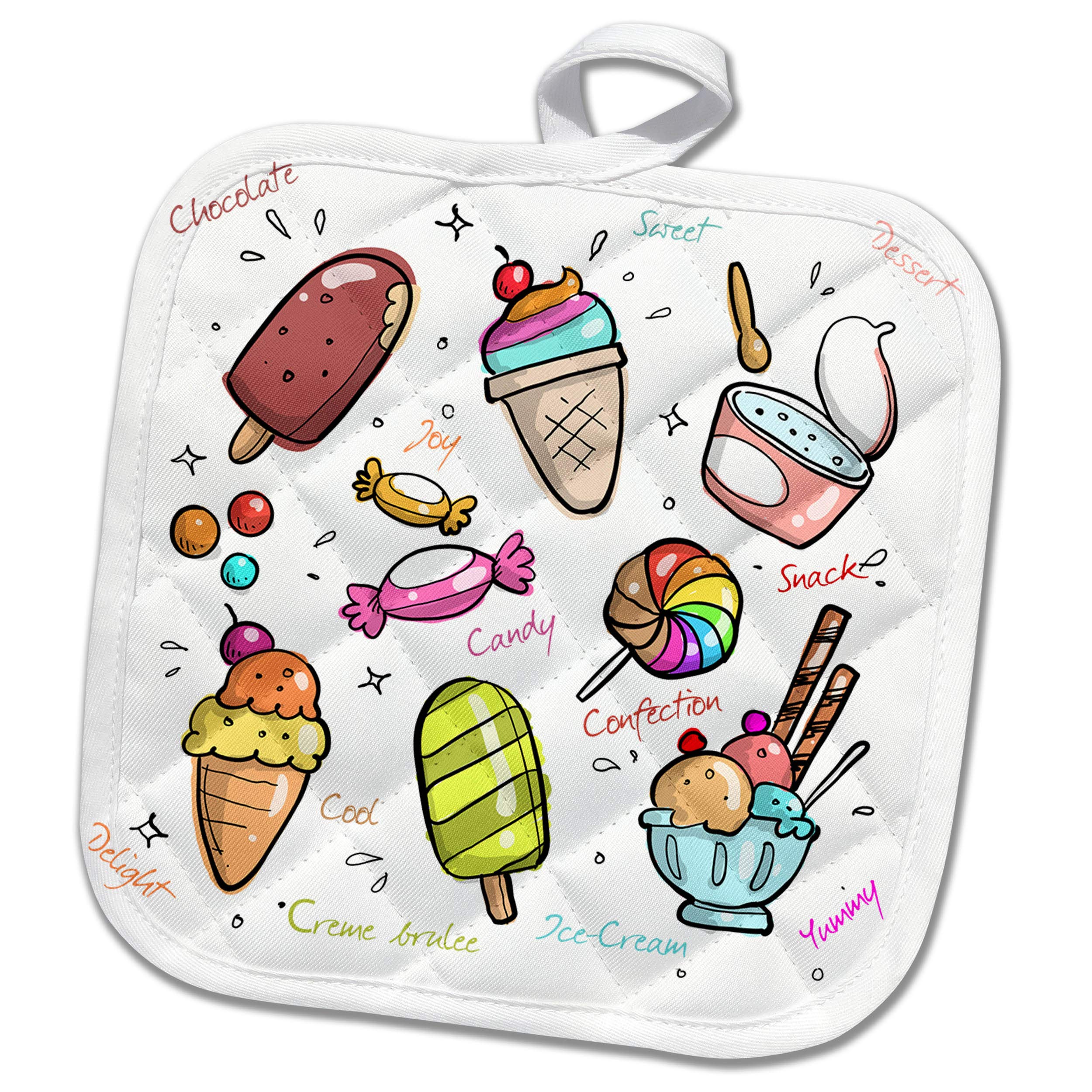 3D Rose Alexis Candy Ice Cream Potholder - Summer Sweet Snacks for Kitchen Decor