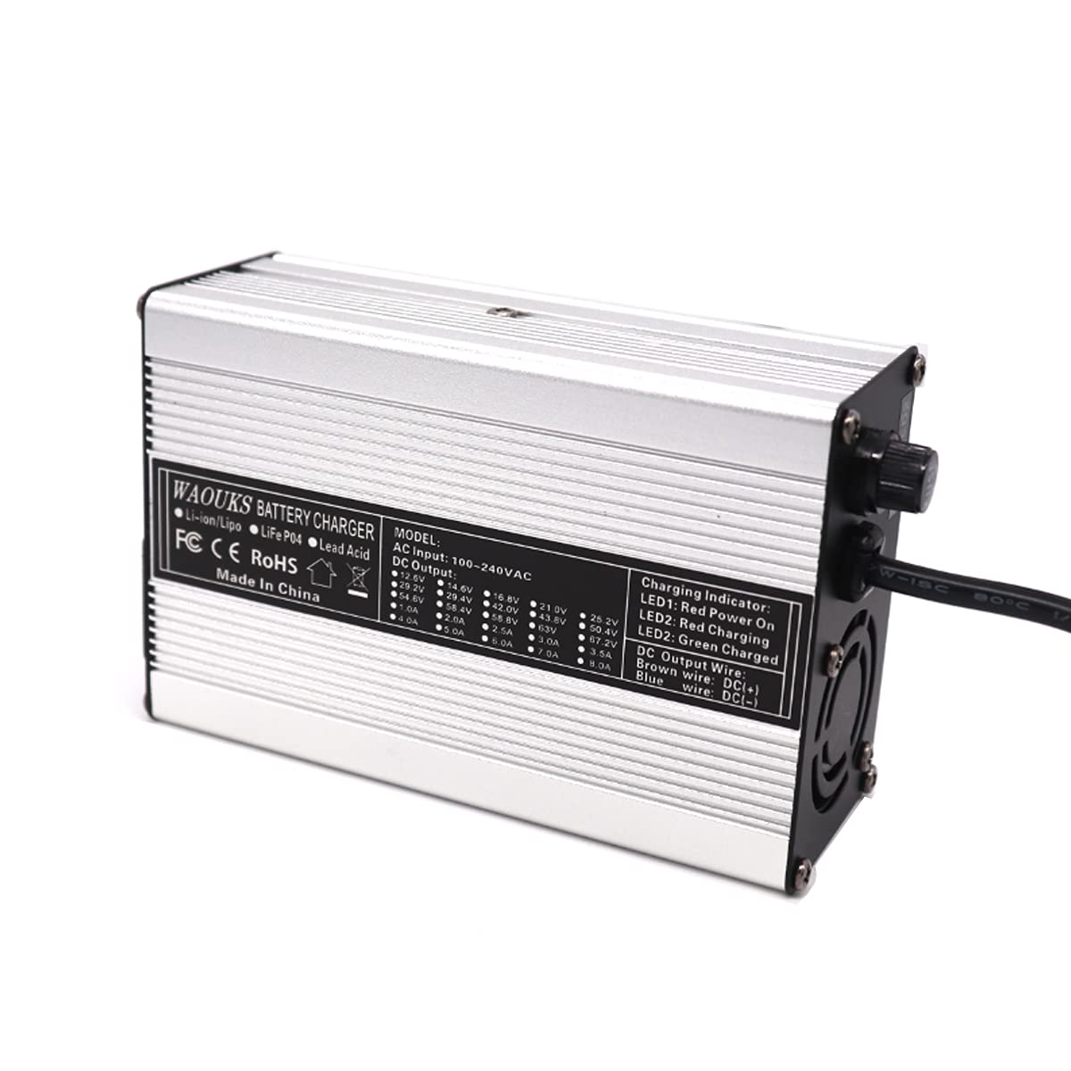 12V 10A Power Supply Adapter with Alligator Clips - Universal Battery Charger for 12V Lead Acid AGM Gel VRLA OPZV Batteries - Built-in Cooling Fan - Perfect for Car, Boat, RV, Solar & Emergency Power Backup