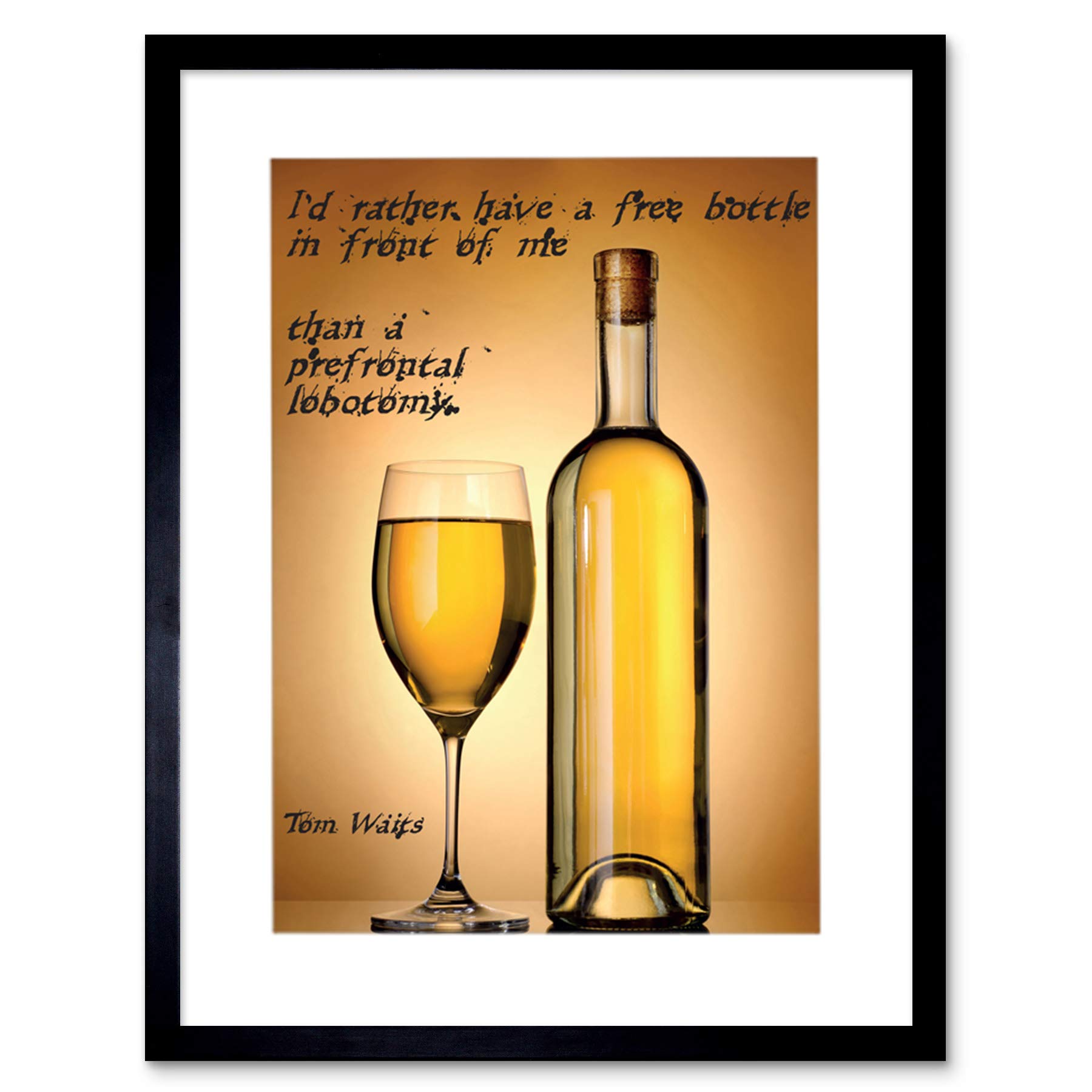 Tom Waits Quote Spoonerism 'Bottle in Front Lobotomy' Framed Art Print F97X6664 - Perfect for Music Lovers & Home Decor
