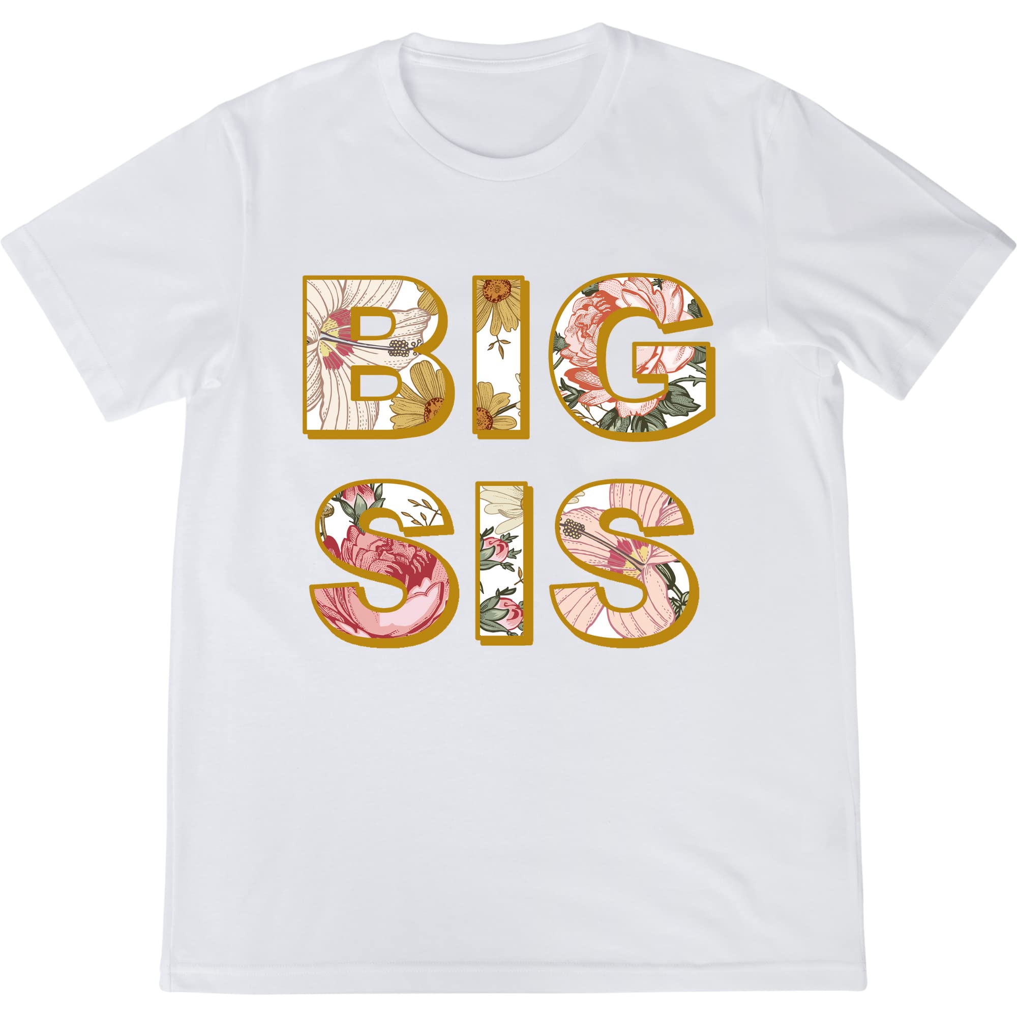 Floral Print Big Sister T-Shirt for Kids | Matching Family T-Shirts Set - Dad, Brother & Sister Matching Outfits for Family Photos, Reunions & Special Occasions