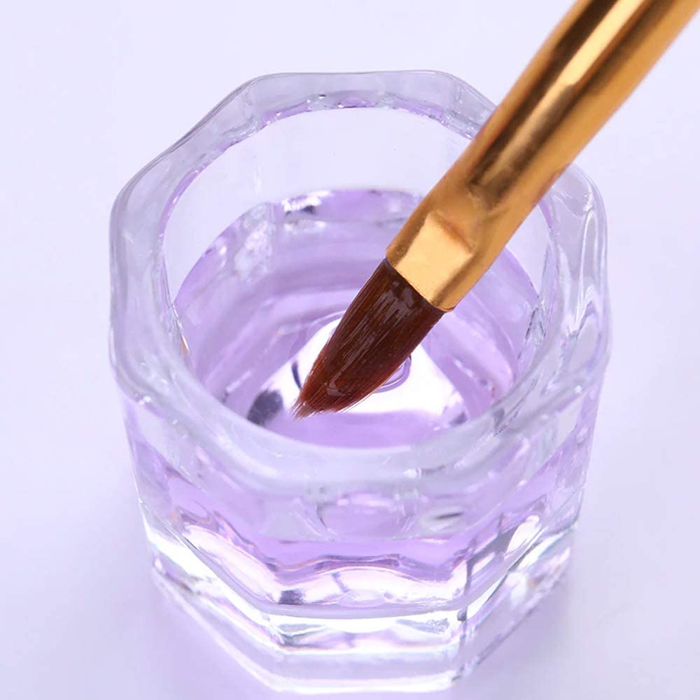 Professional Nail Art Acrylic Liquid & Powder Set with Dappen Dish - Crystal Glass Cup for Nail Extension, Manicure & Pedicure Tools (1 Pack) - Perfect for Salon, Home DIY & Professional Nail Technicians