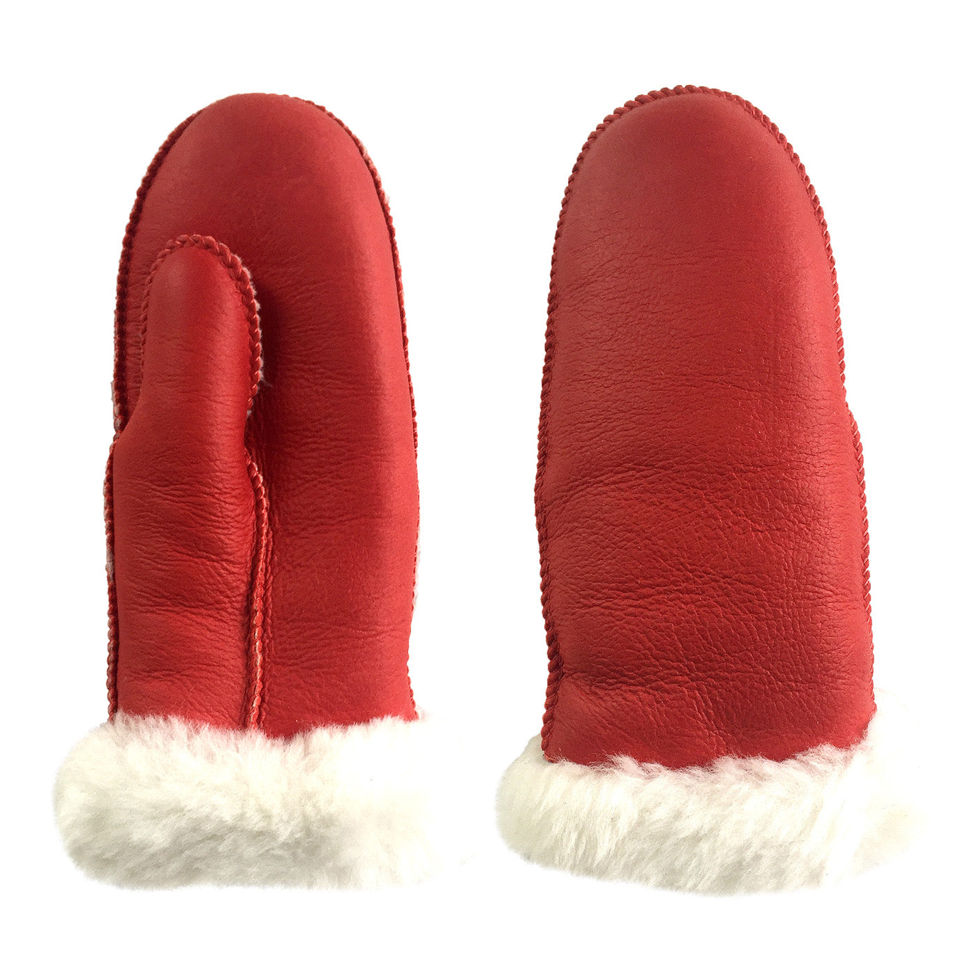 Women's Warm Red Sheepskin Mittens - Soft Winter Gloves for Cold Weather, Outdoor Activities & Snow Sports