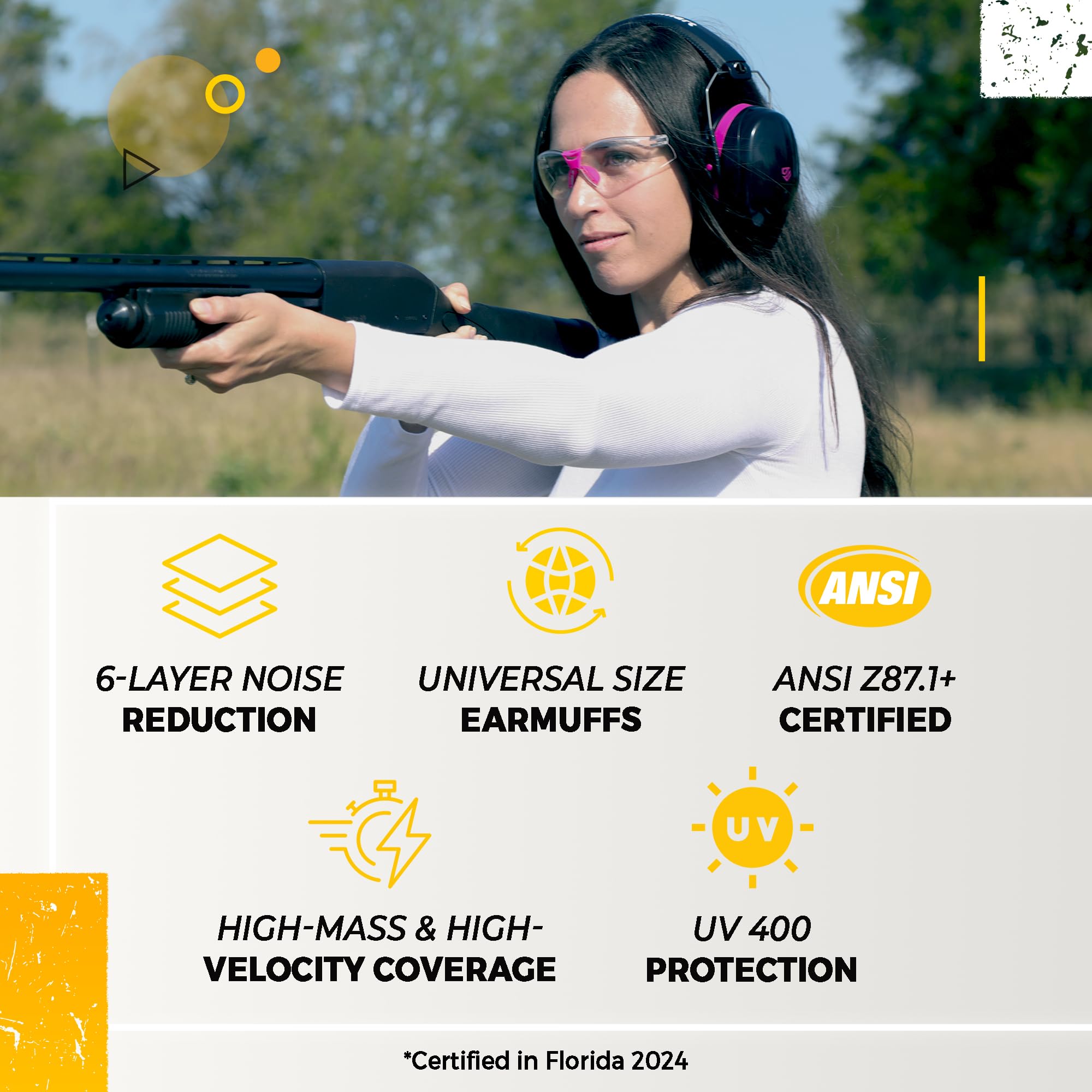 TradeSmart All-in-One Shooting Ear Protection Set - NRR 28dB Noise Reduction Earmuffs, Safety Glasses & Earplugs with Carry Case for Shooting Range, Hunting & Outdoor Sports