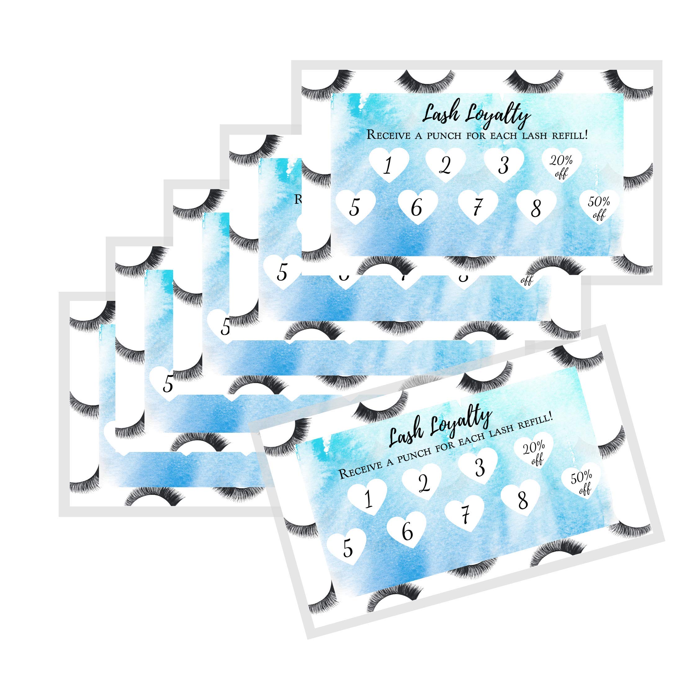 Premium Eyelash Extension Loyalty Punch Cards - 50 Pack, 3.5
