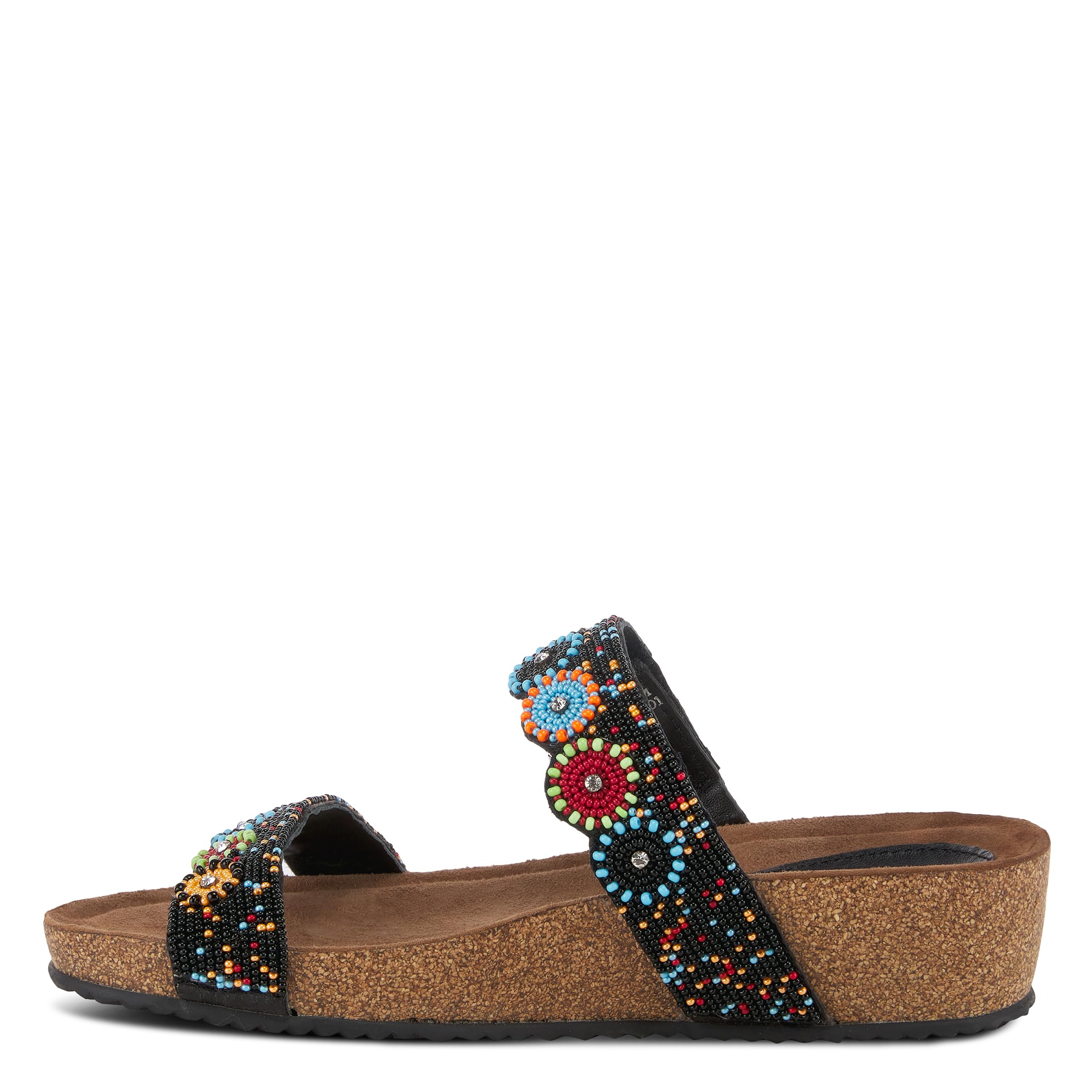 Azura Bahama Slide Sandals for Women - Beaded & Crystal Embellished Cork Wedge Sandals | Comfortable Summer Beach Shoes for Vacation, Poolside, and Casual Outings