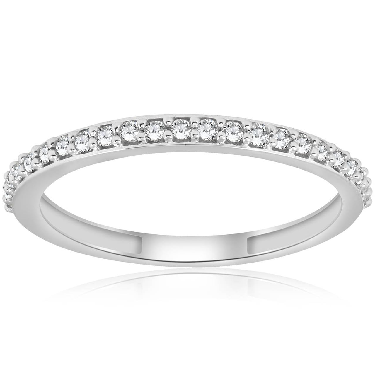 1/8ct Stackable Women's Diamond Wedding Ring - 10k White Gold for Bridal, Anniversary & Everyday Elegance