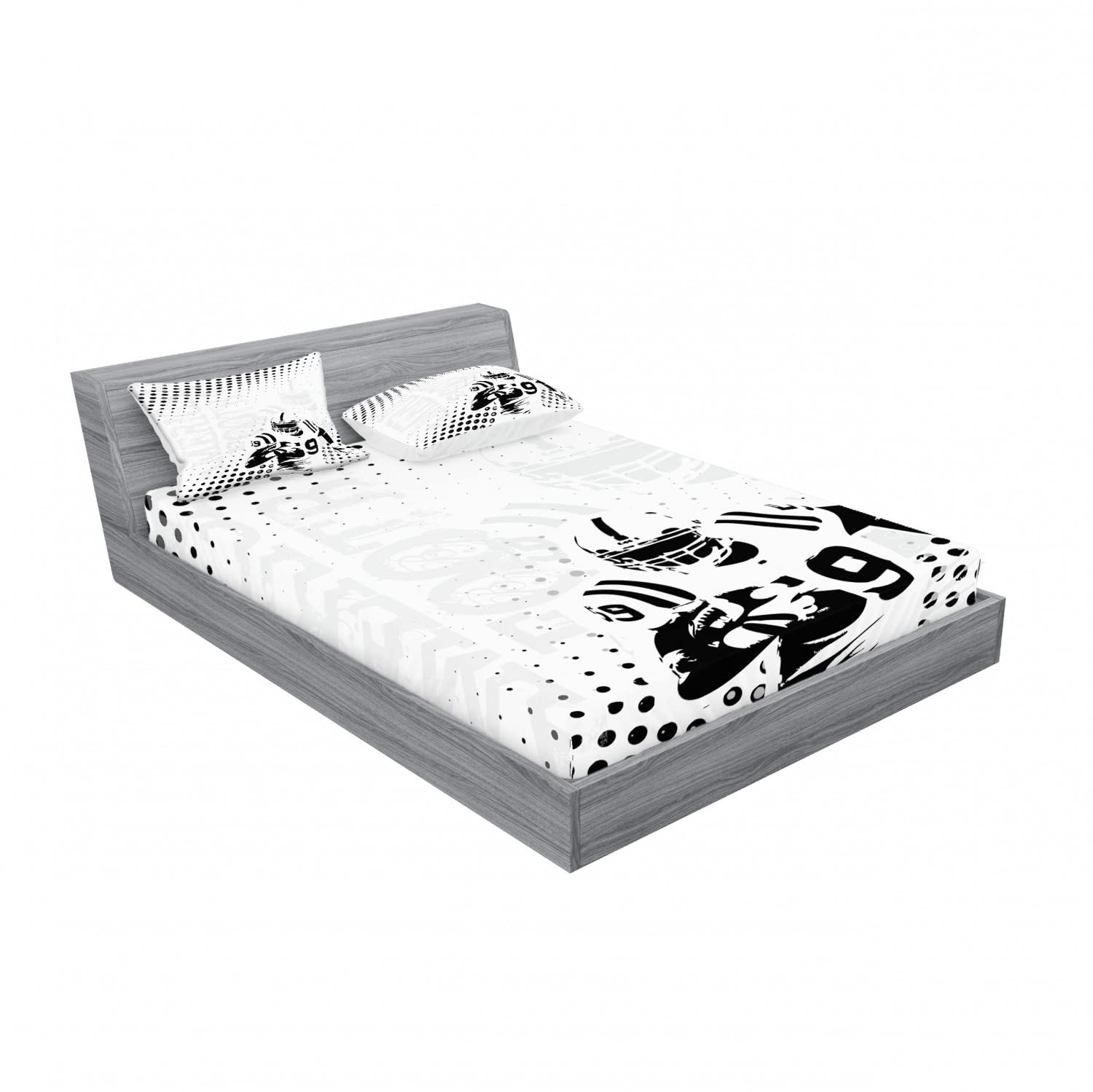 Ambesonne 2-Pack Polka Dot Fitted Sheet & Pillow Sham Set - Black & White Geometric Pattern - Includes 2 Twin XL Fitted Sheets & 4 Pillowcases - Modern Bedroom Decor for Guest Rooms, Dorms & Kids' Rooms