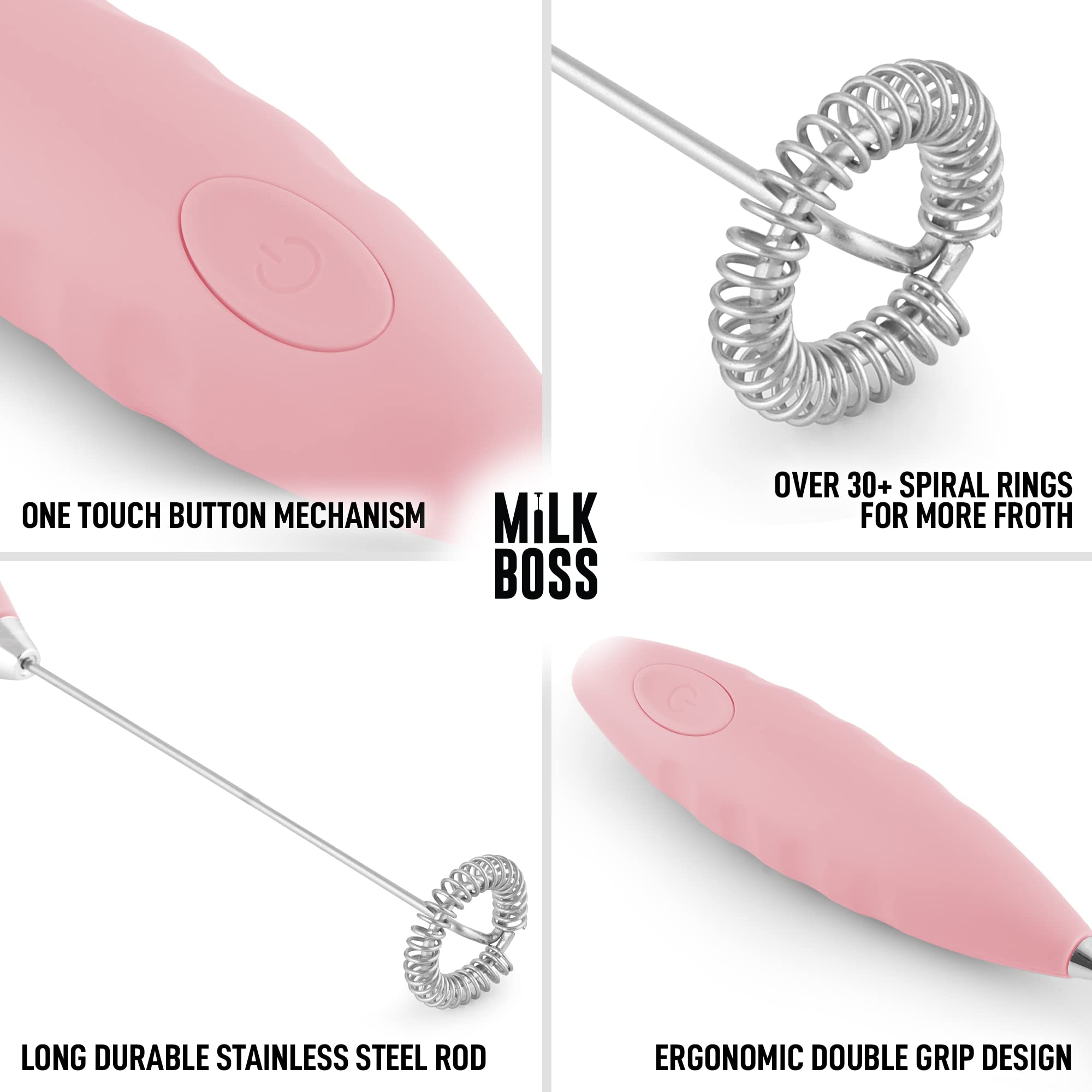 Premium Electric Milk Frother & Matcha Whisk - Handheld Battery-Powered Drink Mixer for Coffee, Latte & Matcha Tea - Includes Batteries (Cotton Candy) - Perfect for Home, Office & Cafe Use