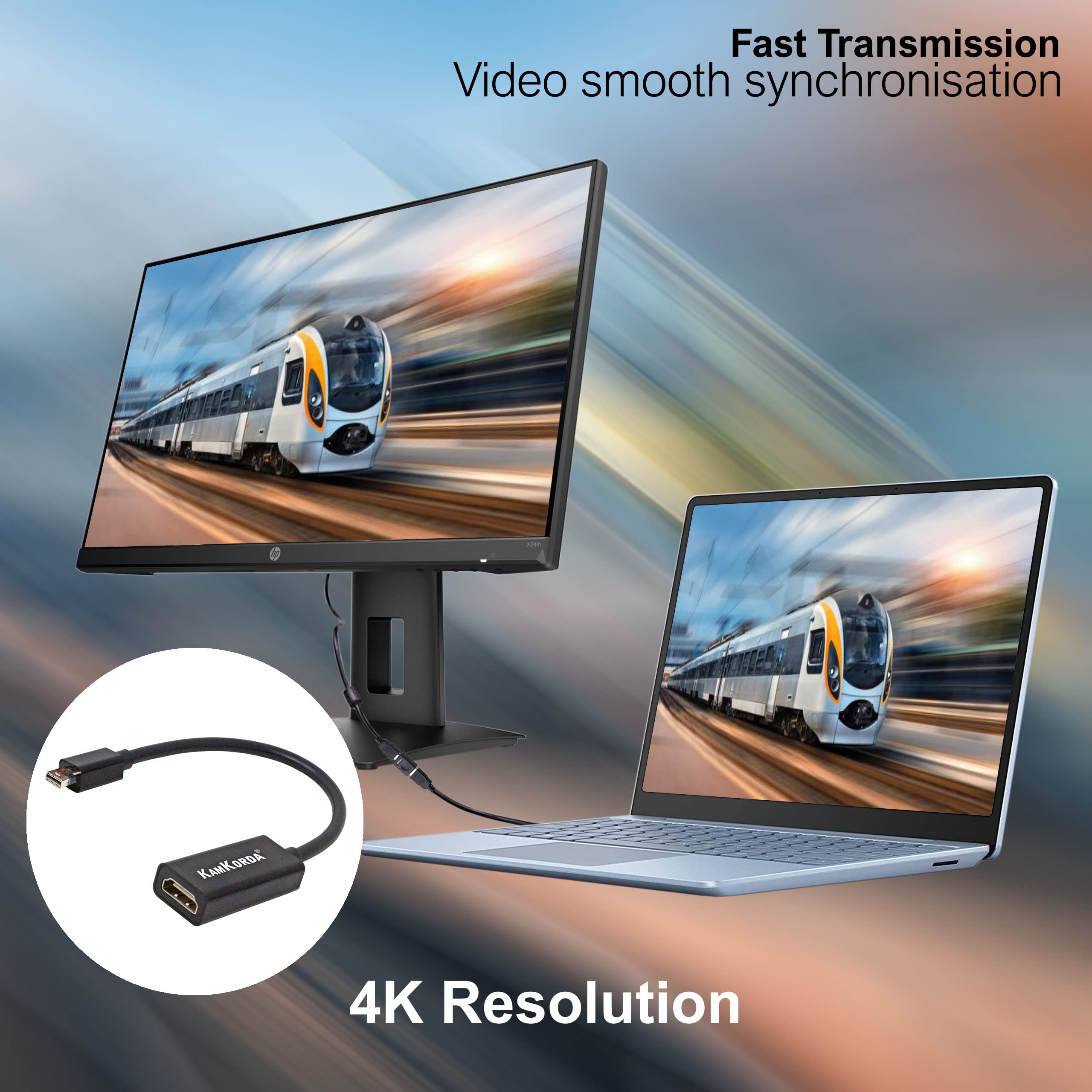KamKorda Mini DisplayPort to HDMI Adapter - Gold-Plated Male/Female Connector for MacBook Air/Pro & Microsoft Surface Pro/Dock - Perfect for Home Theater, Office Presentations & Gaming Setups