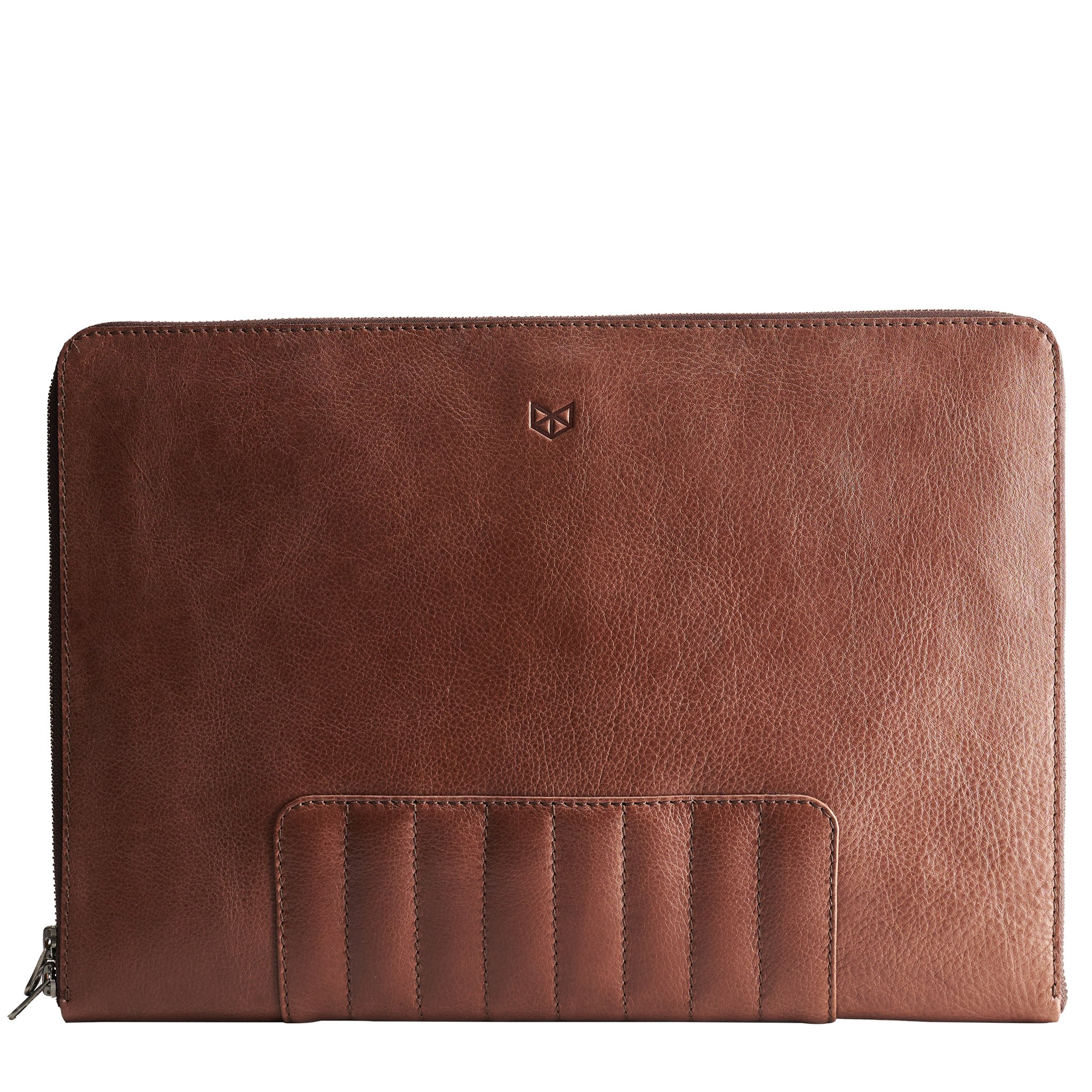 Premium Brown Leather Laptop Tablet Bag for Men - Business Document Holder Portfolio Organizer - Slim Work Folio Sleeve Case - Office Essentials & Professional Gifts for Men - Perfect for Business Meetings, Commuting & Work Travel