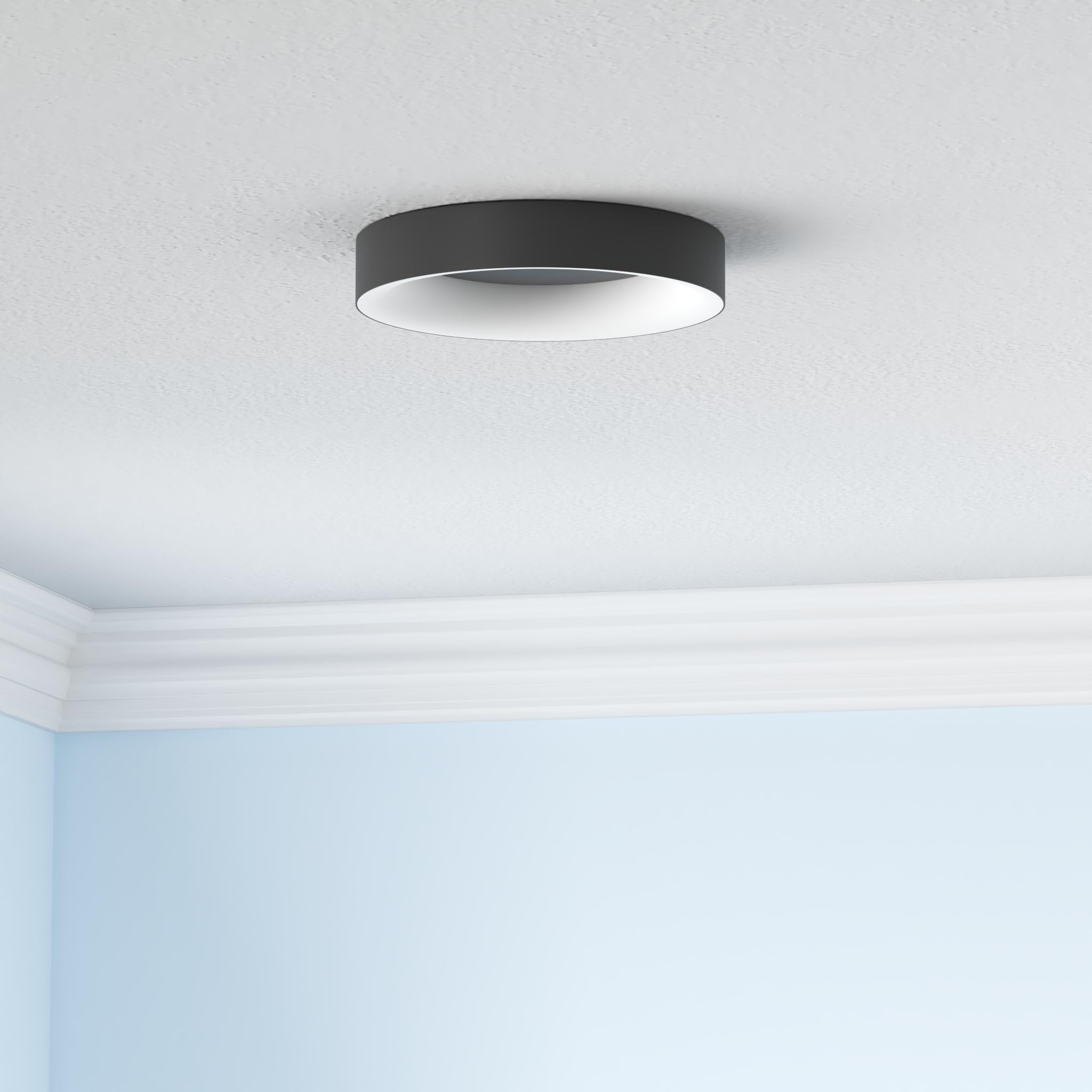 11 Inch 24W RGB LED Flush Mount Ceiling Light with Remote Control - 3000K-6500K Adjustable Color Temperature - Modern Black Ceiling Fixture for Bedroom, Kids Room, Living Room & Kitchen Lighting