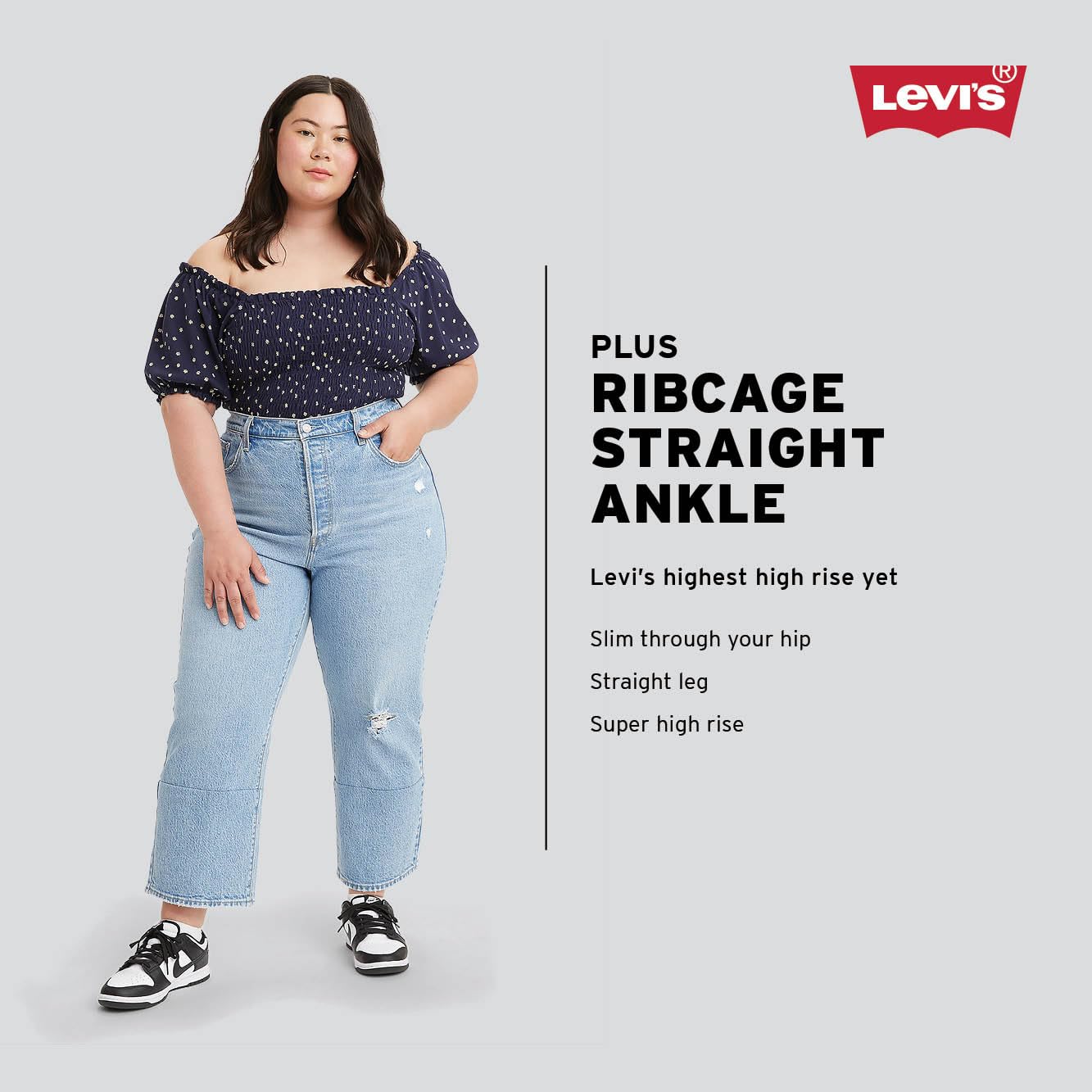 Levi's Women's Ribcage Straight Ankle Jeans - High Waist Slim Fit Denim Pants for Casual Wear & Everyday Outfits