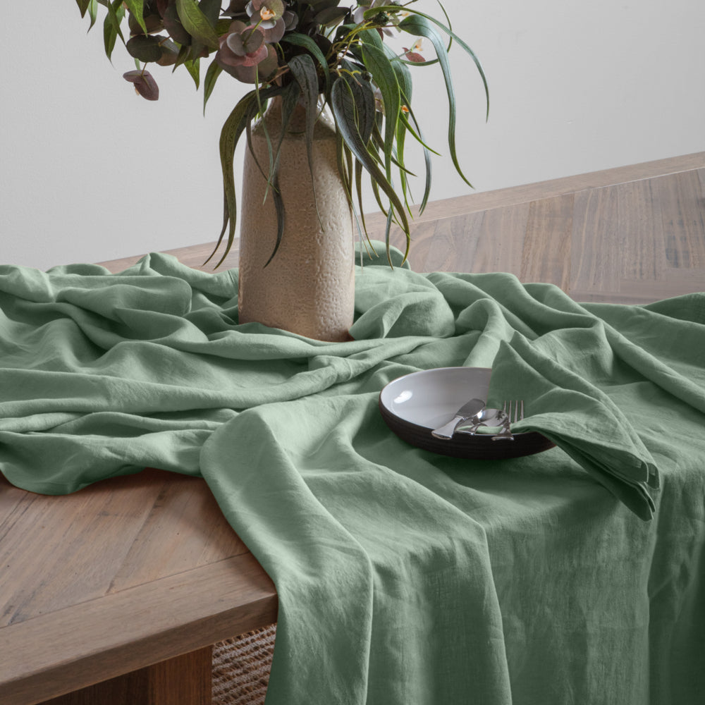 Premium 150x270cm Mint Linen Tablecloth - Elegant & Durable Dining Table Cover for Home, Parties & Outdoor Gatherings