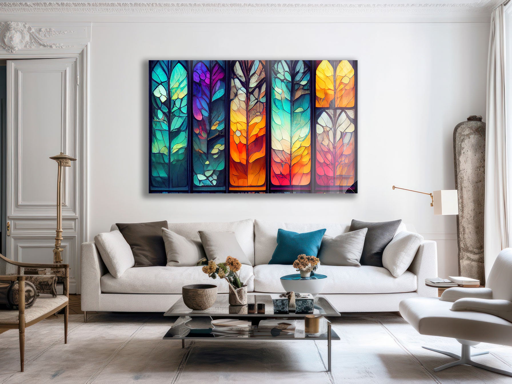Stained Glass Window Film - Decorative Privacy Window Cling for Home & Office - Perfect for Bedroom, Bathroom, and Living Room Windows