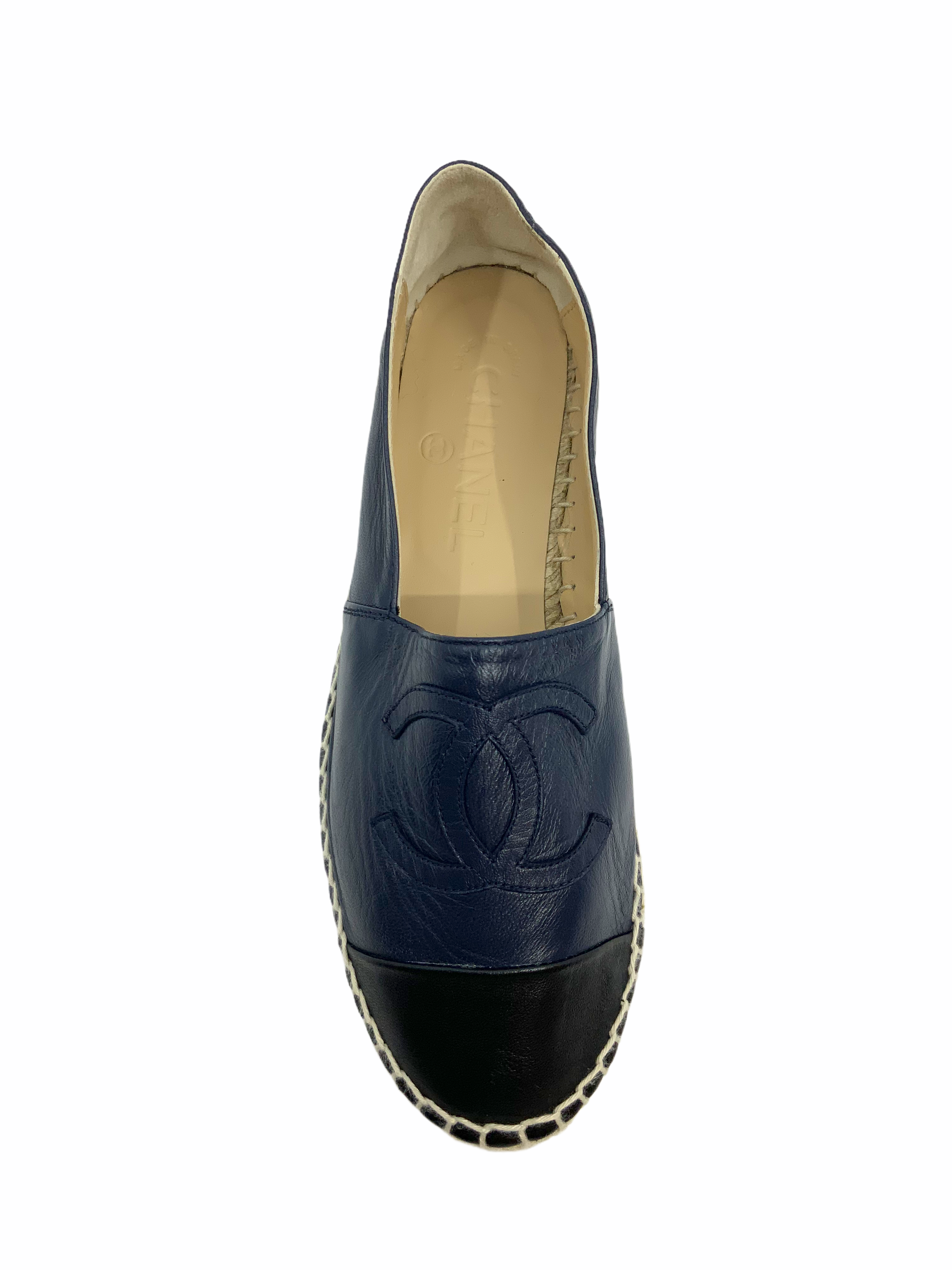 Chanel Lambskin Leather CC Logo Espadrille Flats Women's Size 6 - Luxury Comfortable Casual Shoes for Women, Perfect for Daily Wear, Office, and Shopping
