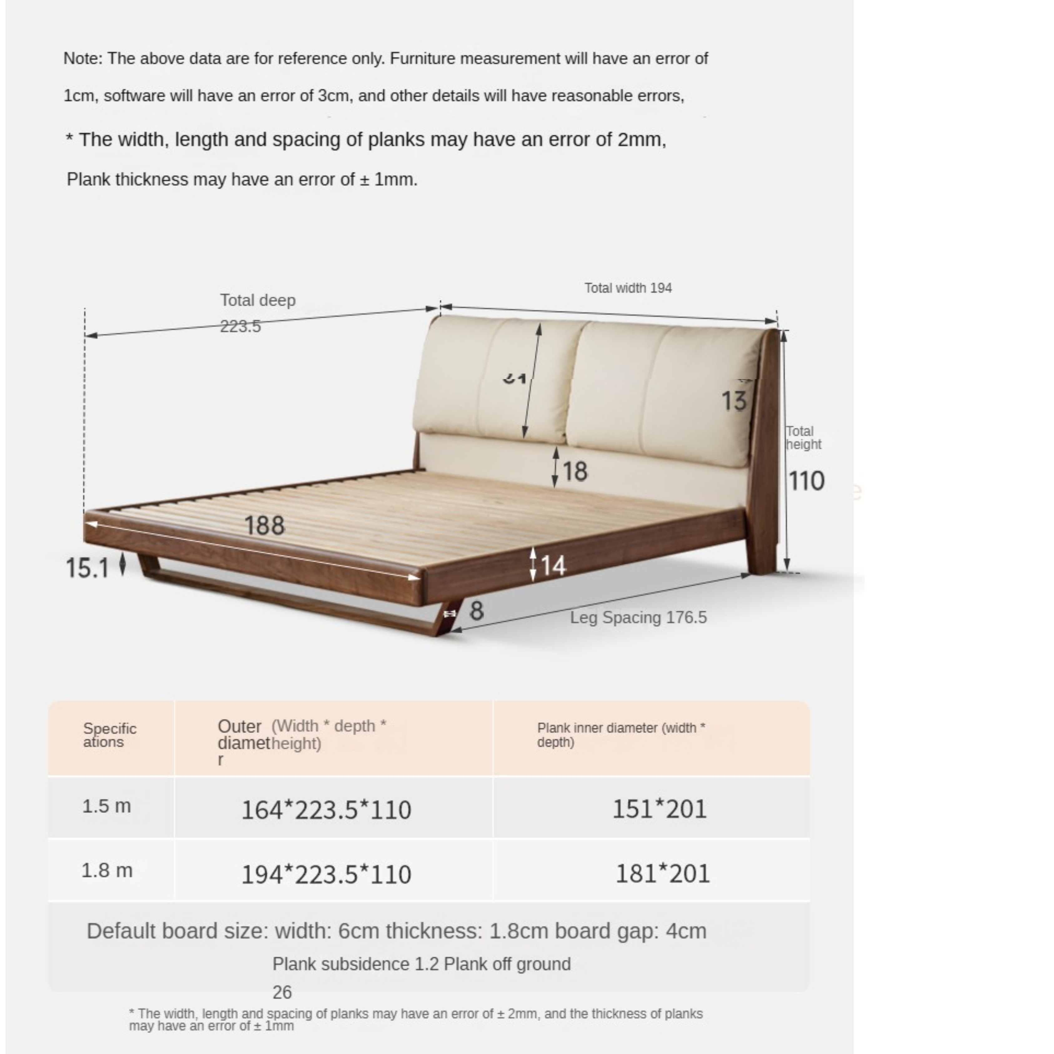 Luxury Black Walnut Solid Wood Bed with Genuine Italian Leather Headboard - Soft Upholstered Bed Frame for Master Bedroom, Guest Room & Modern Home Decor
