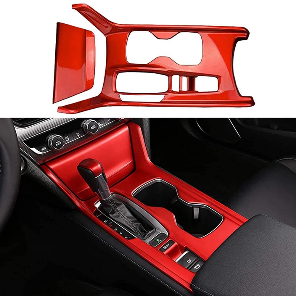 2PCS Red ABS Gear Shift Panel Cover & Cup Holder Trim - Interior Decoration Accessories for 2018-2022 Honda Accord (Gas Models Only) - Perfect for Car Customization & Interior Upgrades