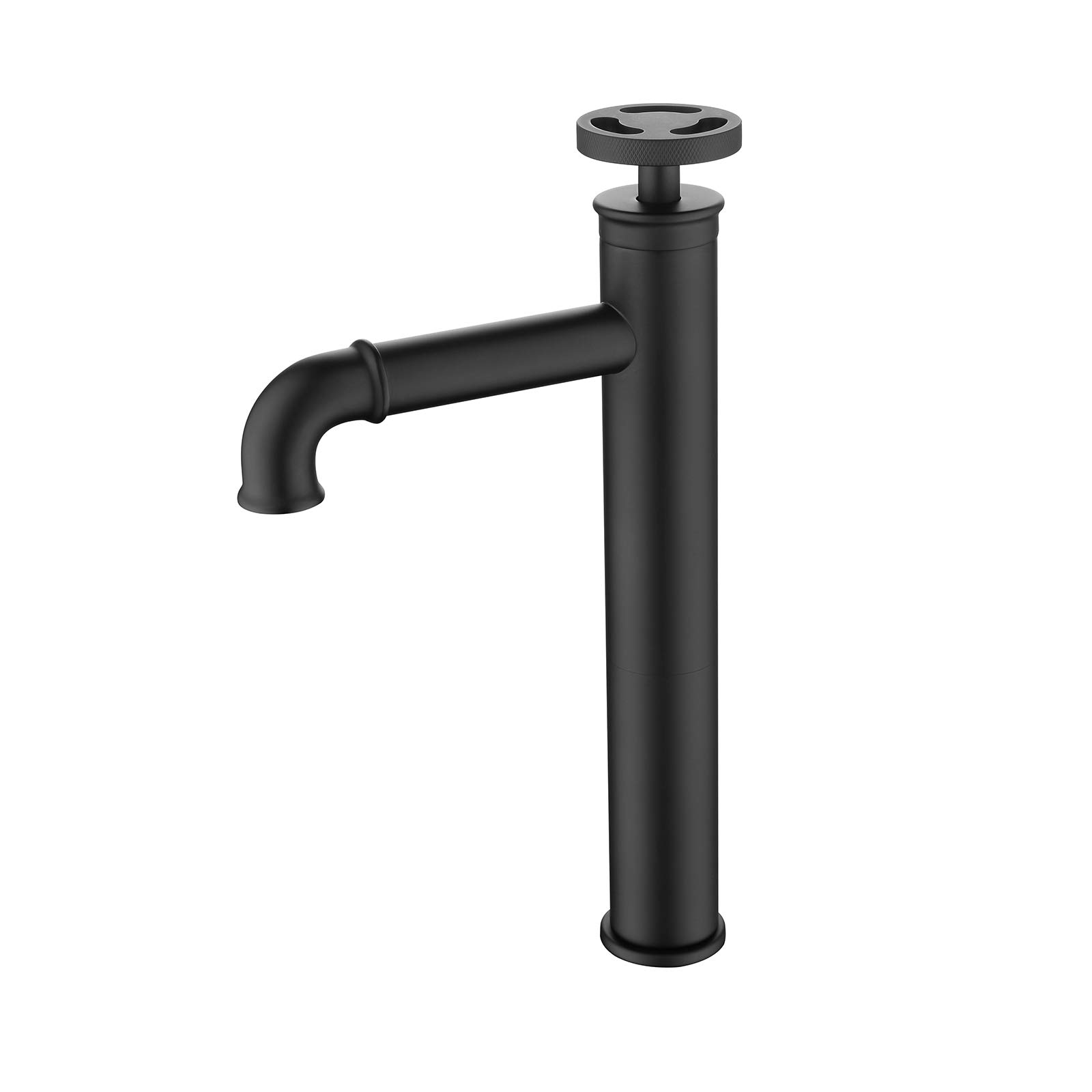Brass Tall Bathroom Sink Faucet - Single Handle Single Hole Deck Mounted Basin Mixer Tap with Hot/Cold Water - Industrial Style Black Vanity Faucet for Modern & Farmhouse Bathrooms