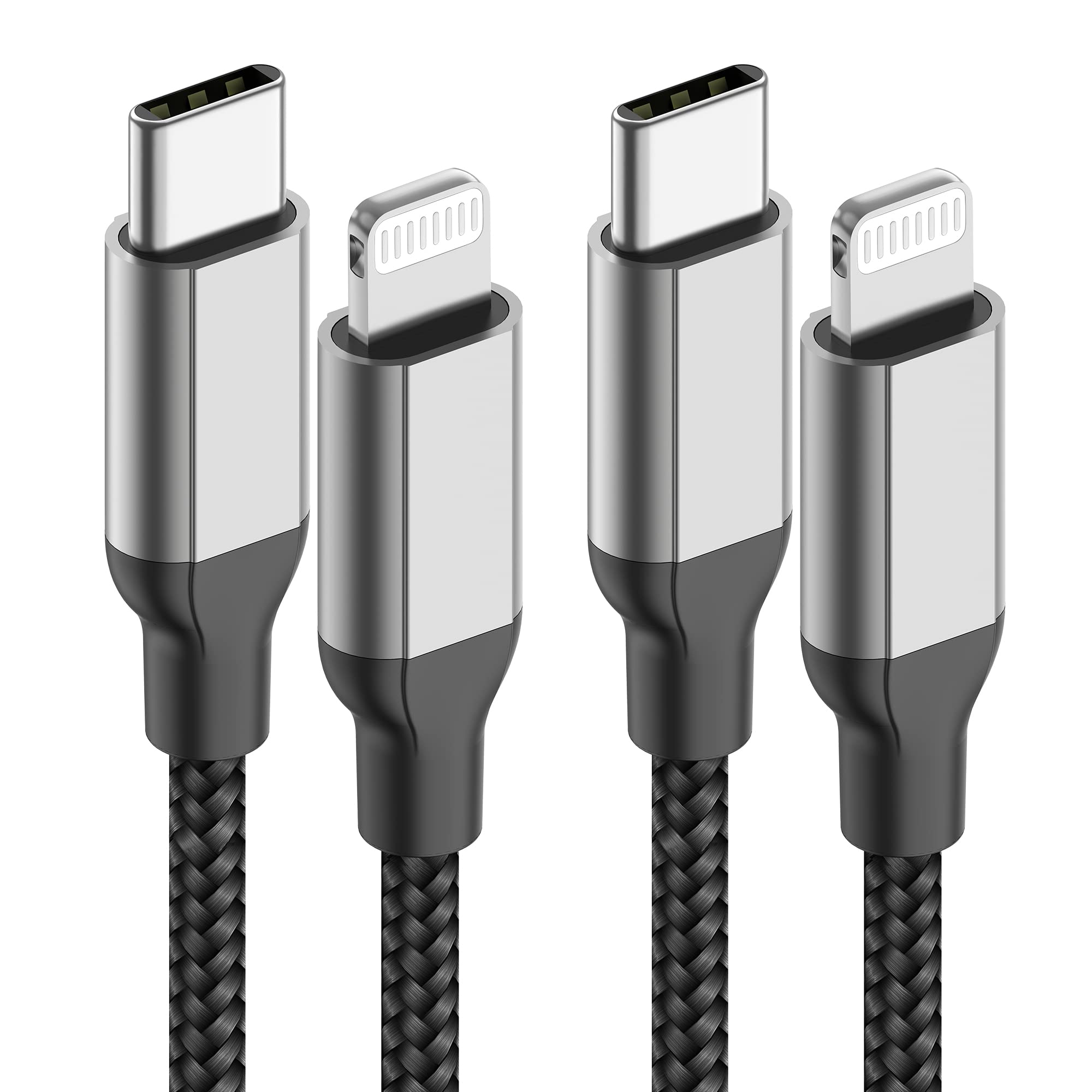 Acecene 2-Pack MFi Certified USB C to Lightning Cable 1m - Fast Charging Cord for iPhone 14/13/12/11 Pro Max/8/7/6 Plus/SE/X - Compatible with iPad & AirPods - Perfect for Home, Office & Travel (Black)