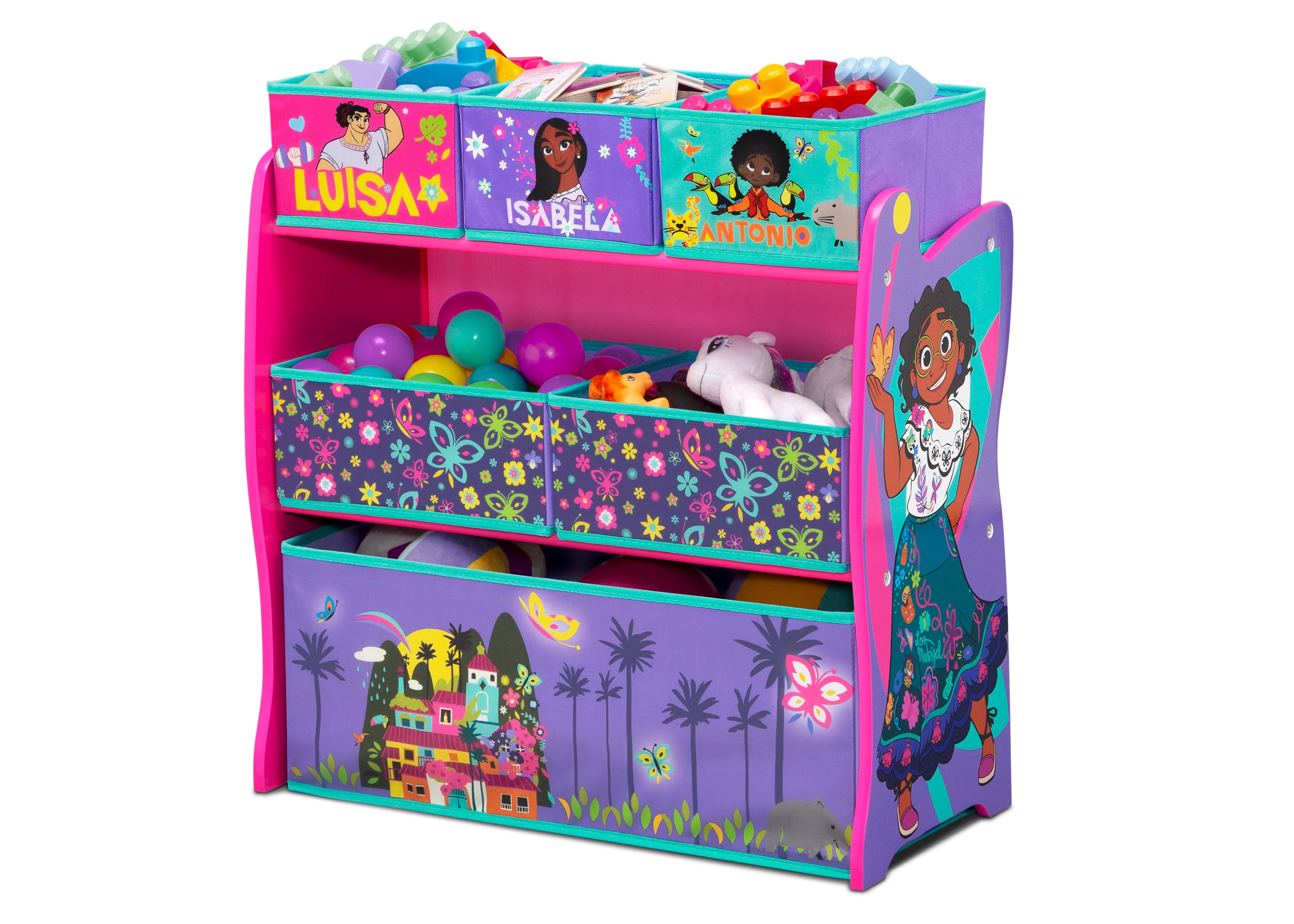 Disney Encanto 6 Bin Toy Organizer for Kids - Colorful Storage Bins with Character Designs - Perfect for Bedroom, Playroom & Classroom Organization