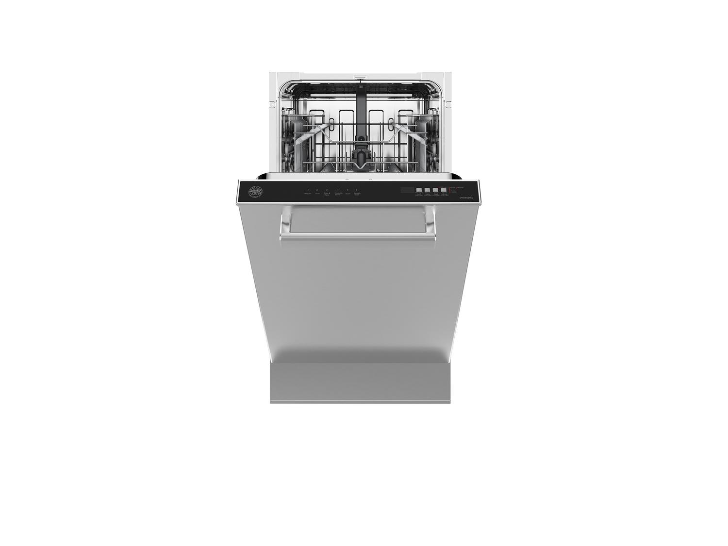 Bertazzoni DW18S2IXV 18 Inch Built-In Dishwasher - Stainless Steel Panel, Bar Handle, 8 Place Settings, 51 dB Ultra Quiet, 6 Wash Cycles - Perfect for Modern Kitchens & Open-Concept Homes
