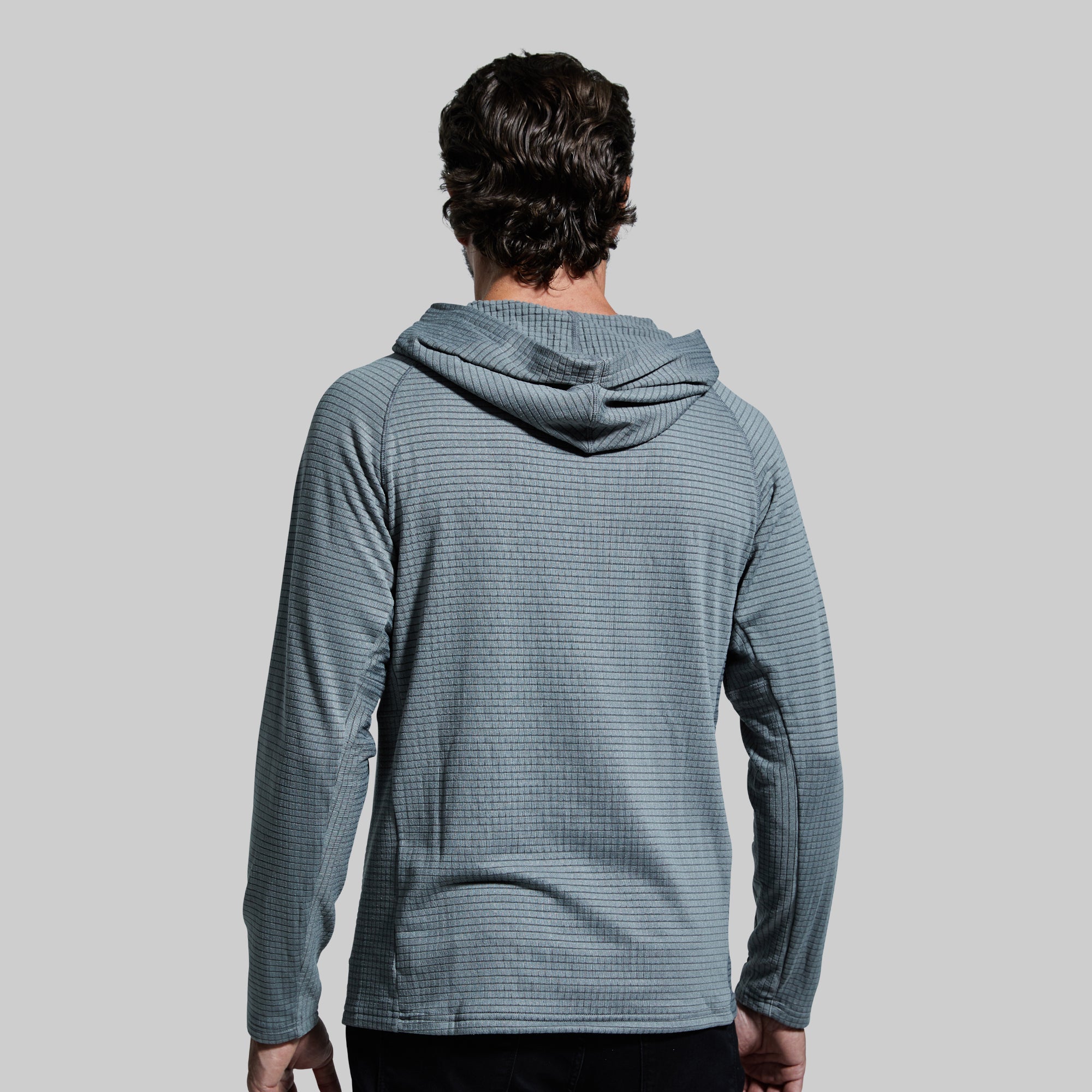 Grid Fleece Hoodie for Men & Women - Cool Grey Pullover with Warm Fleece Lining - Perfect for Outdoor Hiking, Camping & Casual Winter Wear