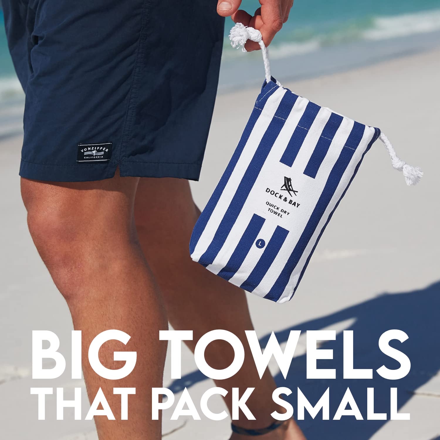 Dock & Bay Quick Dry Sand Free Beach Towel - Super Absorbent Lightweight Travel Towel for Swimming, Camping, Vacation - Eco Friendly 100% Recycled Materials with Carry Bag - Perfect for Beach, Pool, Gym & Outdoor Adventures