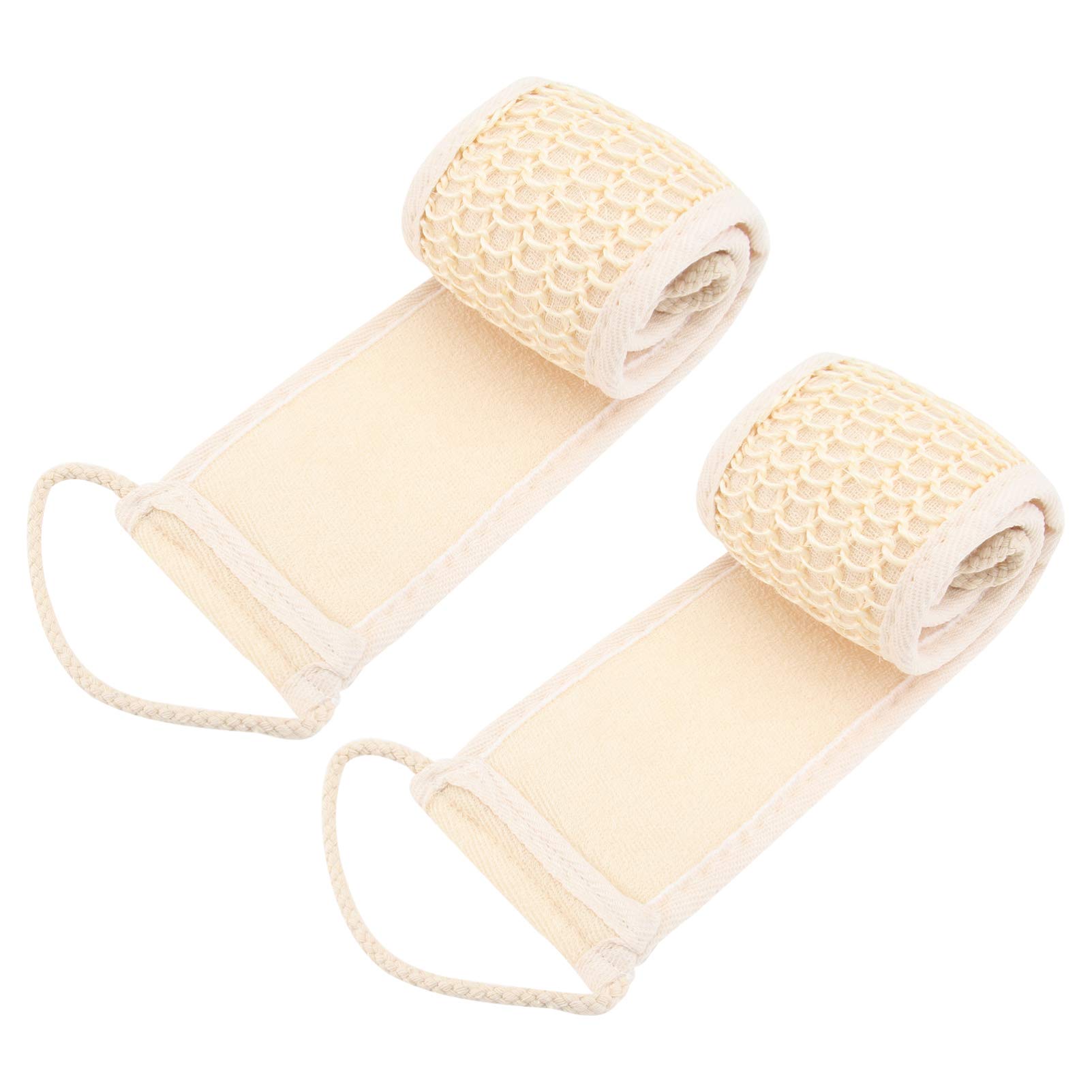 Natural Sea Sponge Body Scrubber - 2 Pack Exfoliating Bath Brush with Strap for Shower & Skin Care | Gentle Loofah Sponge for Back Cleaning, Bubble Massage & Body Wash Application (Perfect for Spa, Home Bath & Exfoliation Routine)