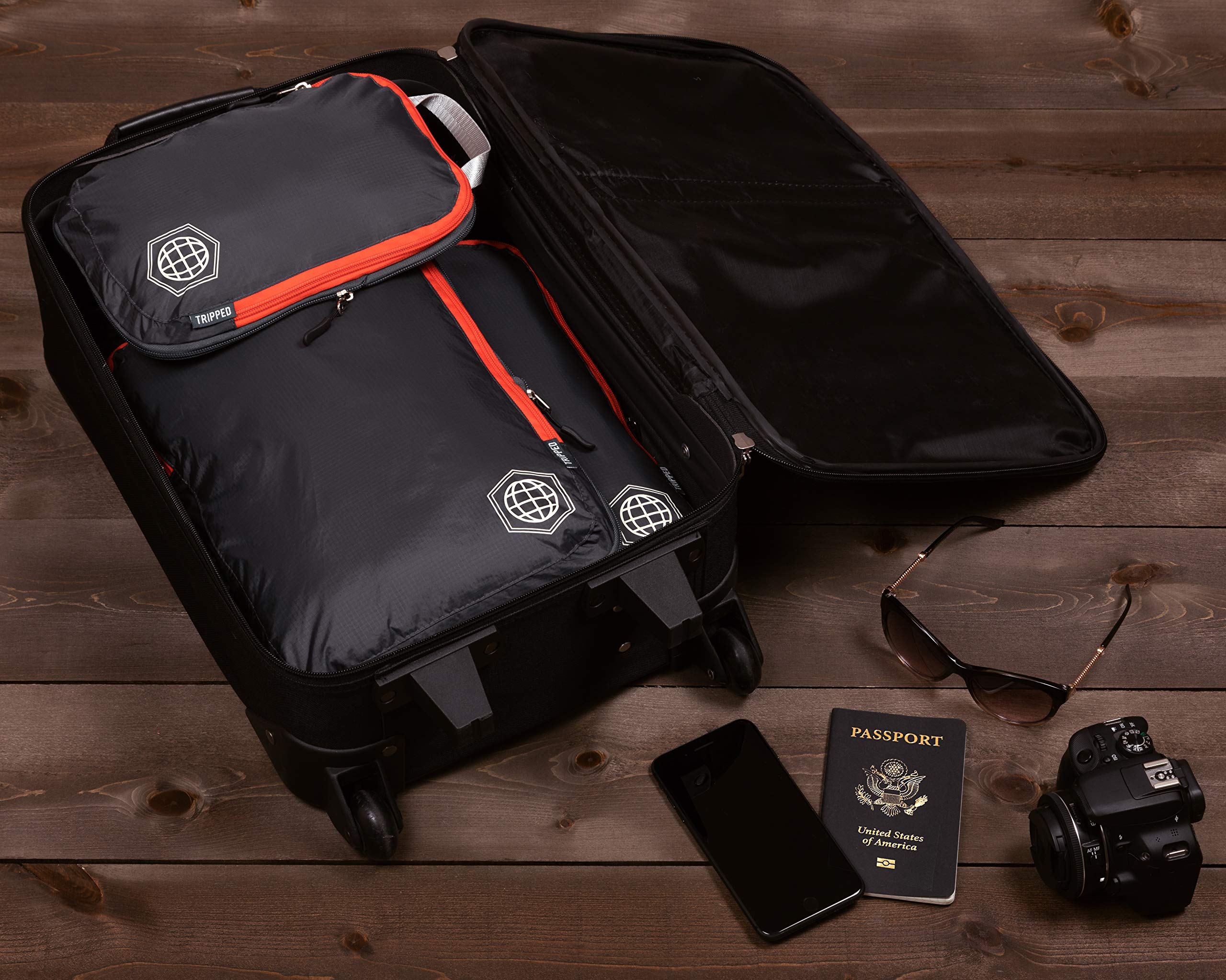 TRIPPED Travel Gear Compression Packing Cubes - Lightweight Luggage & Backpack Organizer for Clothes, Perfect for Business Trips, Vacations & Weekend Getaways