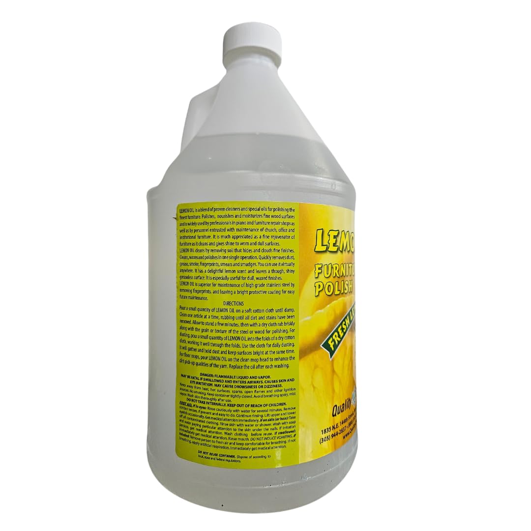 Premium Lemon Oil Furniture Polish - Natural Wood Cleaner & Conditioner with UV Protection for Tables, Cabinets & More - 128oz (4-Pack) - Ideal for Home, Office & Antique Furniture Care
