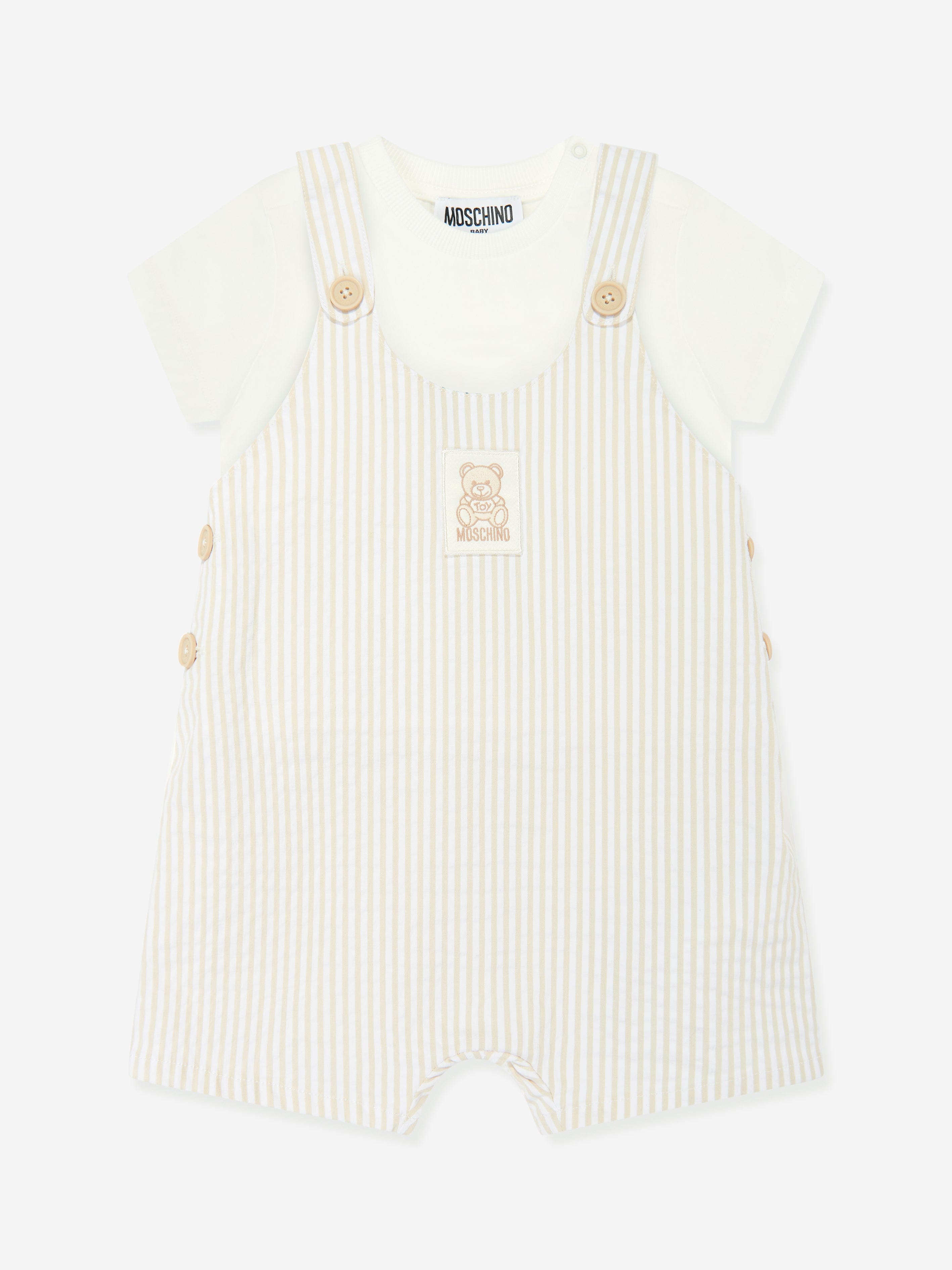 Ivory Baby T-Shirt and Dungarees Set - Soft Cotton Outfit for Newborns & Toddlers - Perfect for Playtime, Photos & Special Occasions