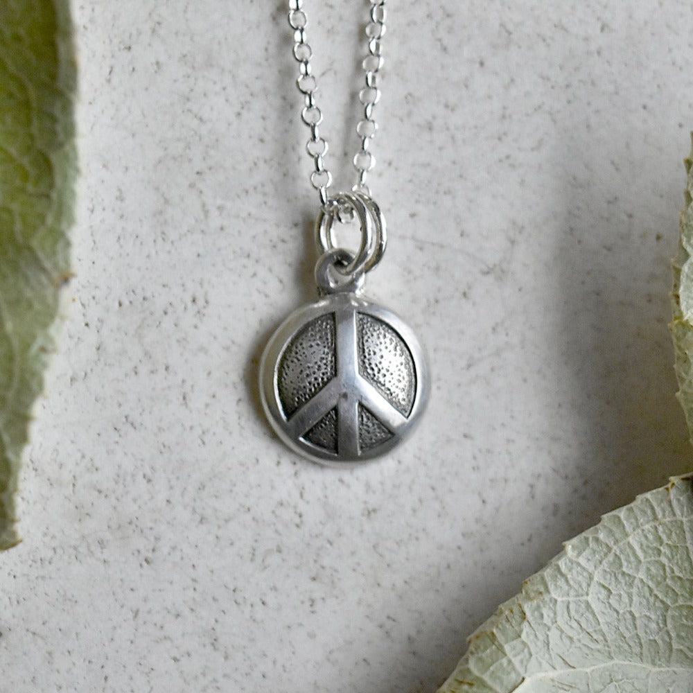 Peace Tiny Die Struck Silver Necklace - Dainty Sterling Silver Pendant for Women - Perfect for Everyday Wear, Gifts & Special Occasions