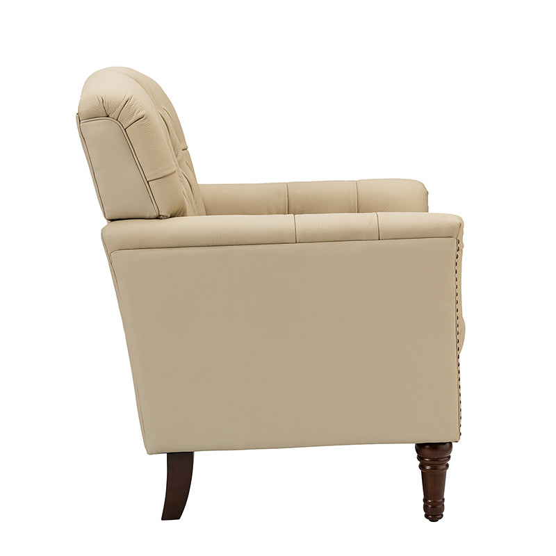 Premium Genuine Leather Armchair - Handcrafted Modern Lounge Chair for Living Room, Office & Study - Brown Leather Recliner with Solid Wood Frame - Perfect for Home Decor & Relaxation