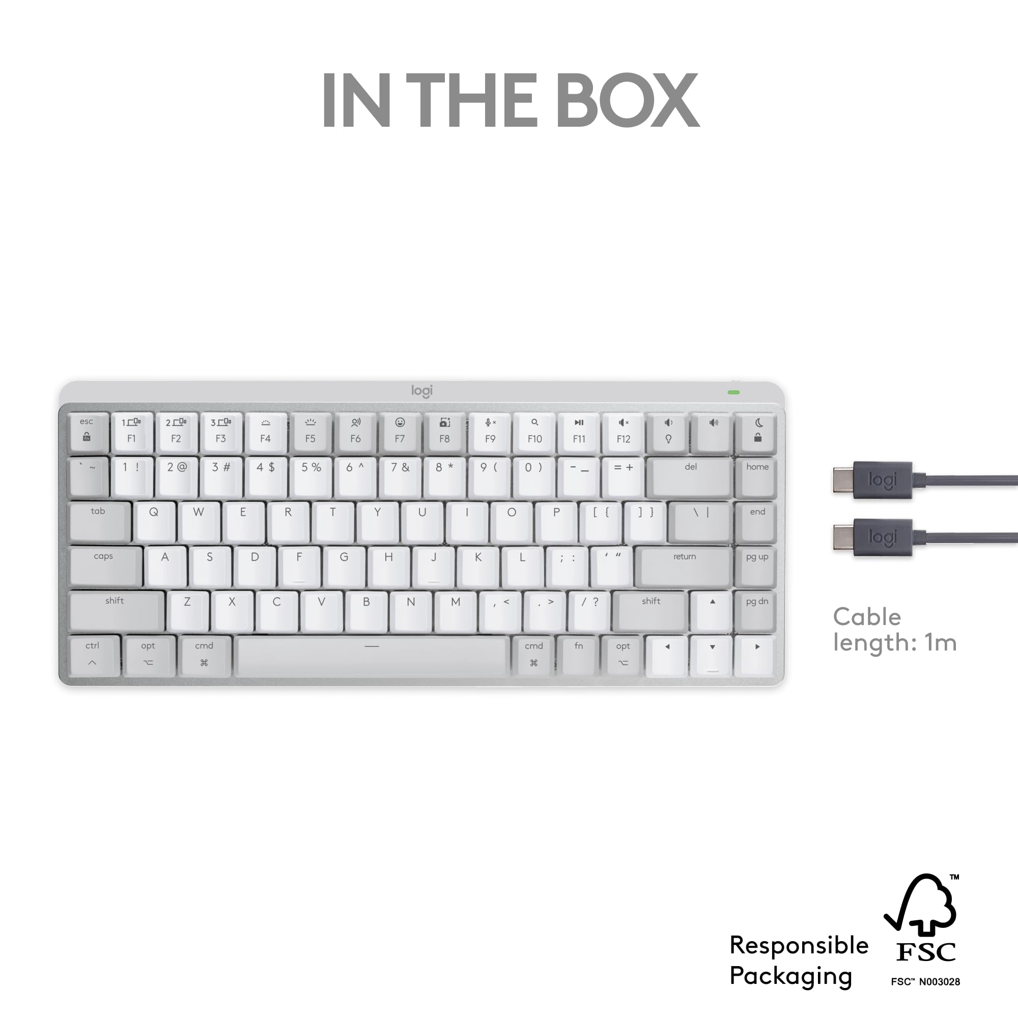 Logitech MX Mechanical Mini Wireless Keyboard for Mac - Low-Profile Tactile Switches, Quiet Backlit Keys, Bluetooth & USB-C Connectivity - Compatible with Mac, iPad (Pale Grey) | Perfect for Office Work, Coding & Creative Professionals