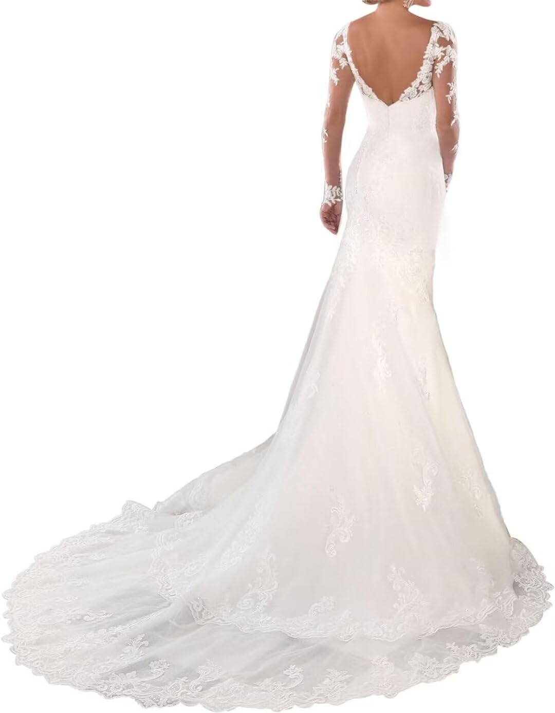 Elegant Mermaid Long Sleeve Lace Wedding Dress 2024 - Boho Tulle Bridal Gown for Bride | Perfect for Beach, Church, and Formal Wedding Ceremonies