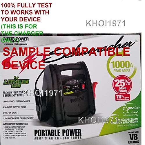 Schumacher SL1397 Portable Car Battery Jump Starter Wall Charger AC Power Adapter - Replacement Power Cable for Home & Roadside Emergency Use