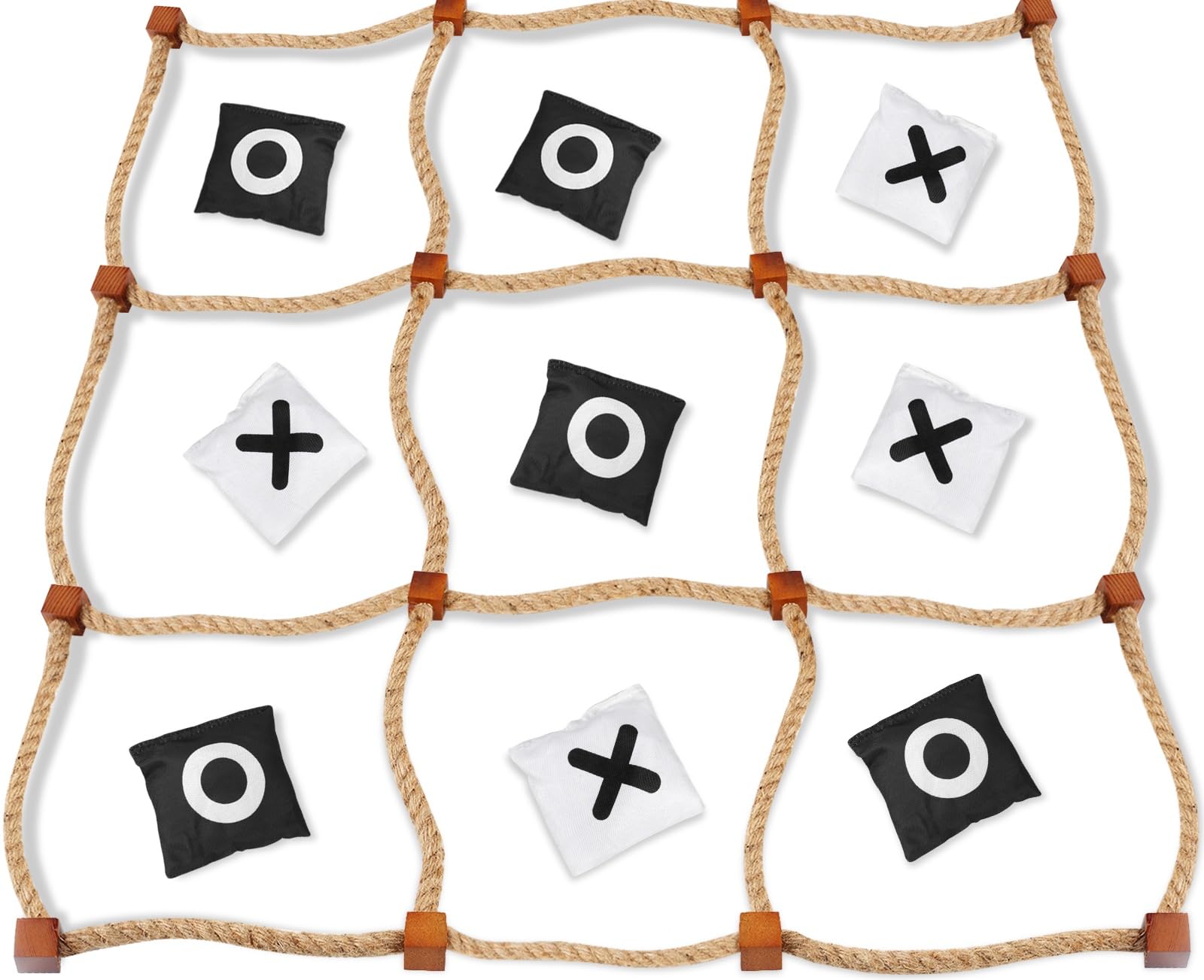 Giant Wooden Tic Tac Toe Outdoor Game Set - 4ft x 4ft Jumbo Size for Backyard, Lawn, Camping & Parties - Fun Bean Bag Toss Game for Kids & Adults - Perfect for Family Gatherings, Picnics and Outdoor Events