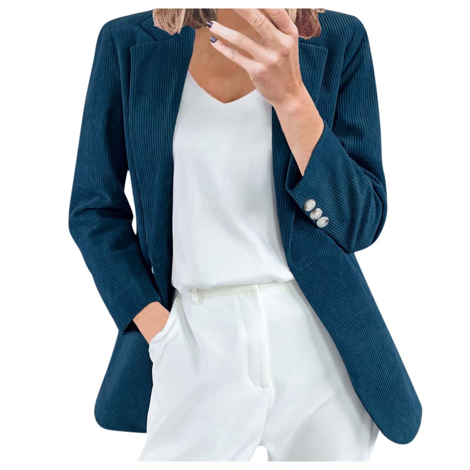 Women's Professional Blazer Jacket - Open Front Lapel for Office Work & Business